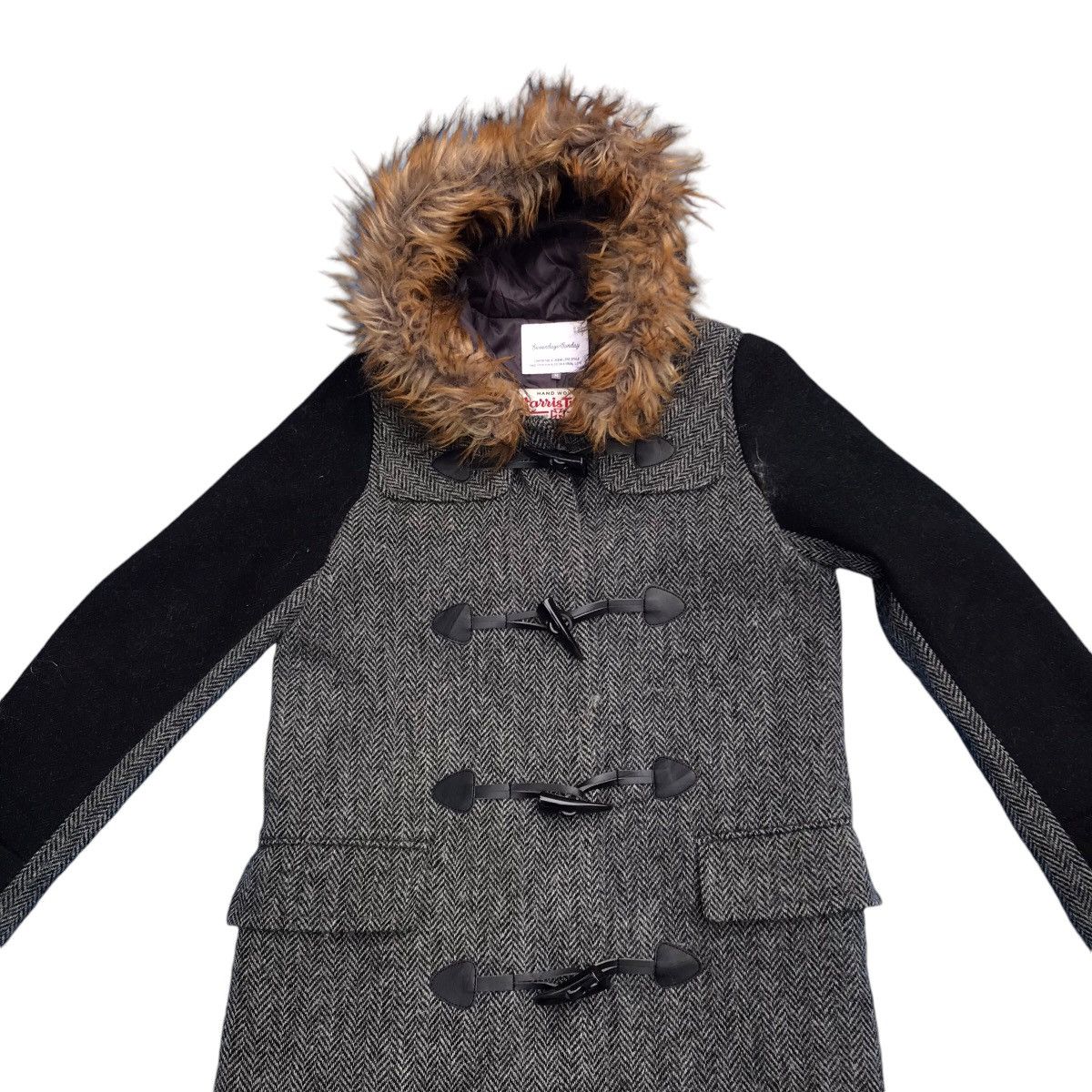 Harris Tweed LGB If Six Was Nine Style Harris Tweed Faux Fur Wool Jacket Size S / US 4 / IT 40 - 6 Thumbnail