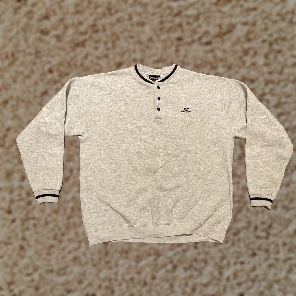 Vintage VINTAGE Farm Bureau Financial Henley Gray Pullover Sweatshirt Adult XL Gray Henley Front Logo Pullover Mens Size US XL / EU 56 / 4 - 1 Thumbnail