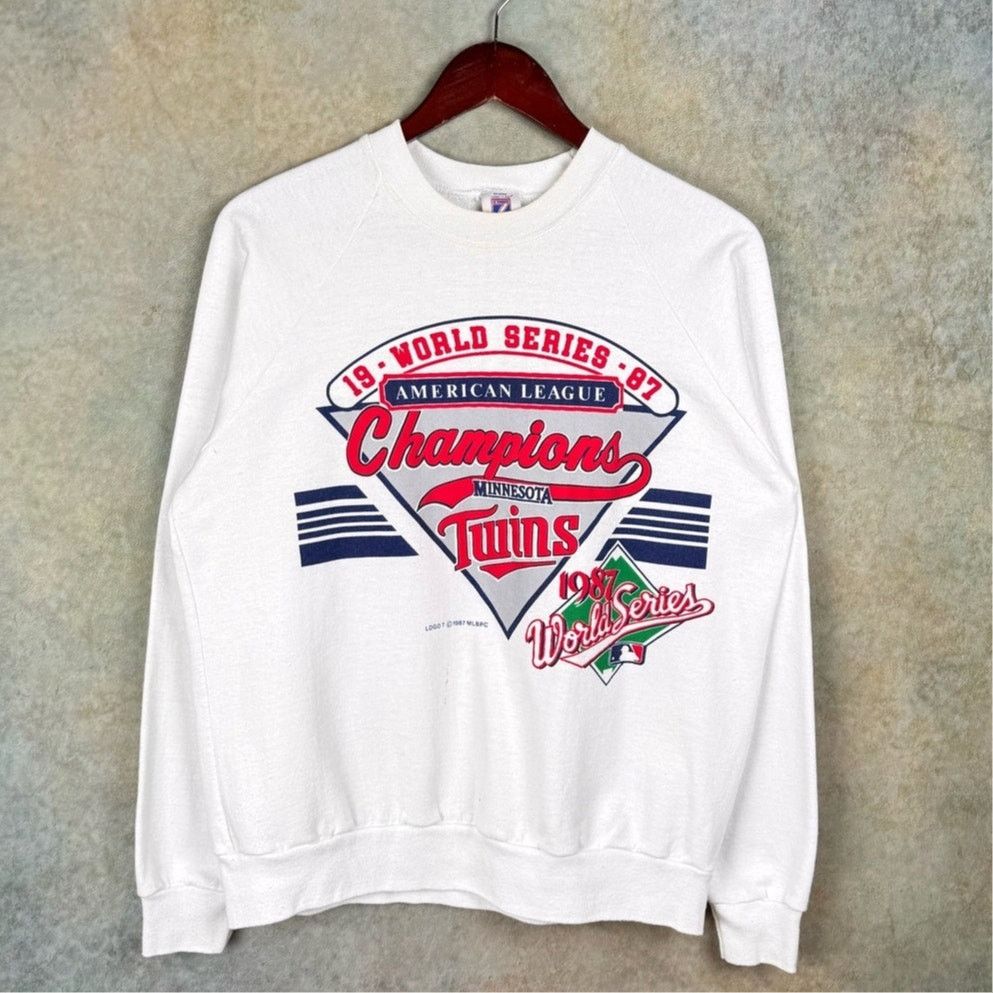 Logo 7 × MLB × Vintage VTG 1987 Minnesota Twins World Series Sweatshirt M White Size US M / EU 48-50 / 2 - 1 Thumbnail
