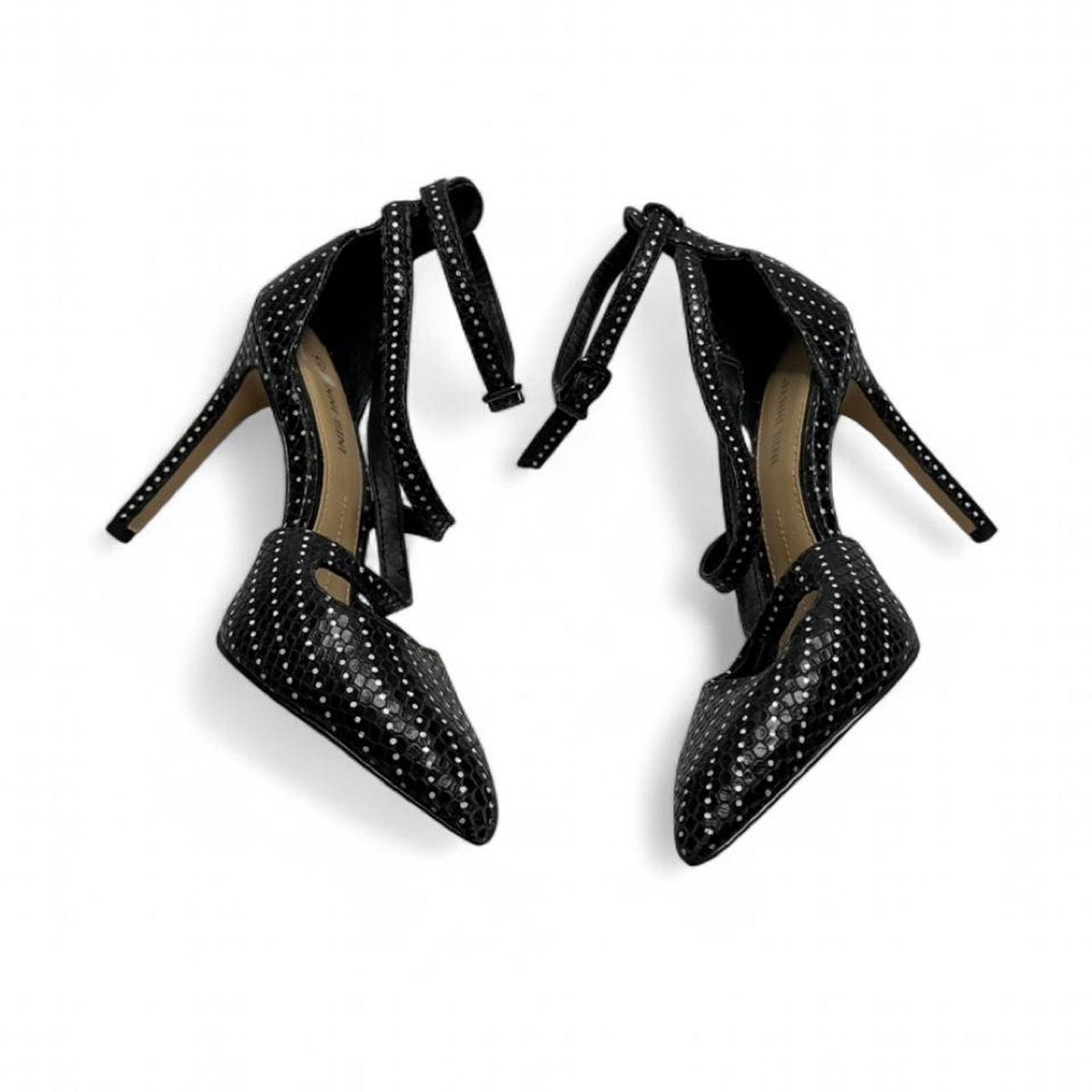 Other Gianni Bini Black polka dot strappy heels silver stud size 6 Size US 6 / IT 36 - 1 Thumbnail