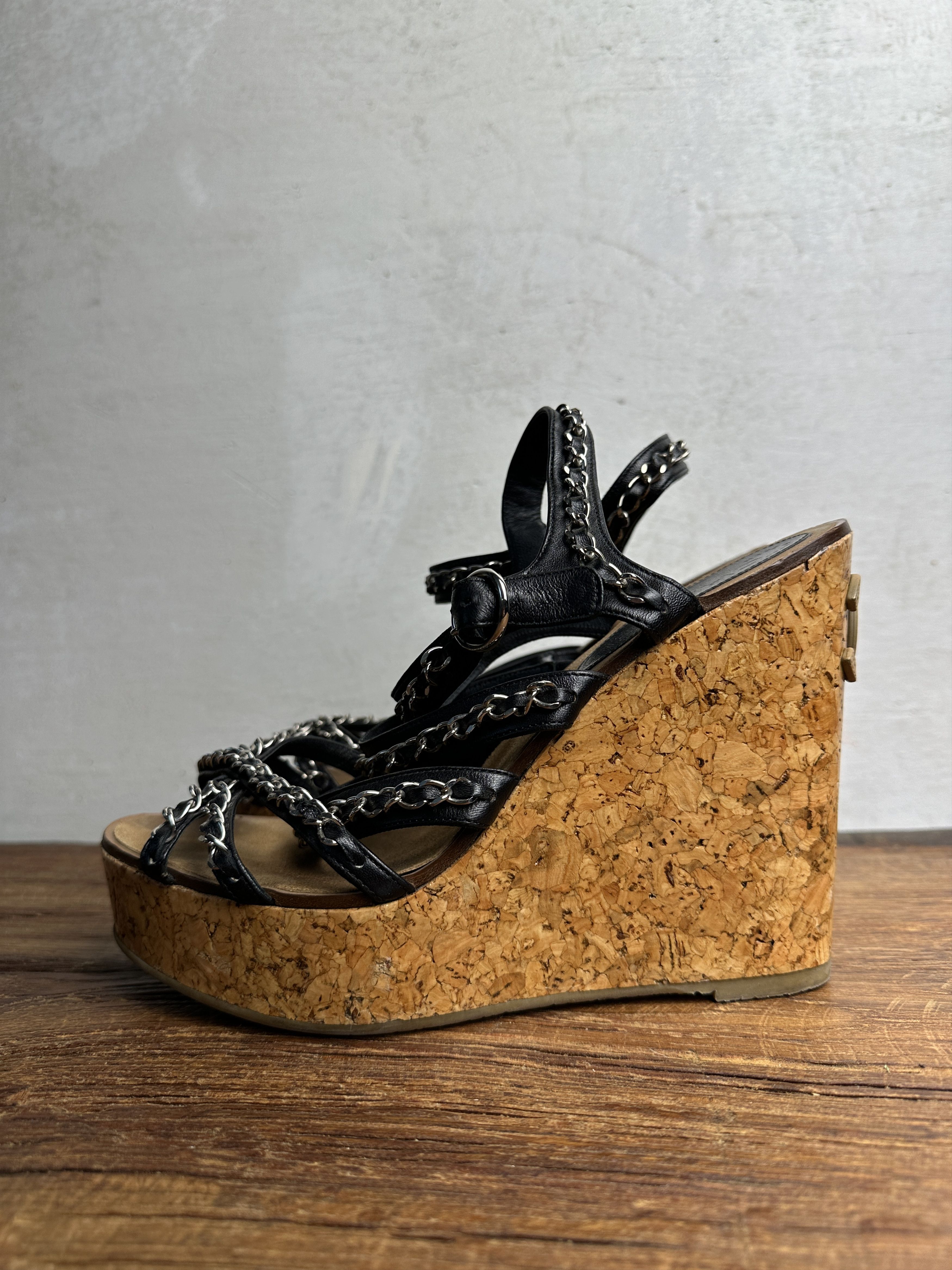 Chanel Chanel Chain Wedge sole Sandals Size US 9 / IT 39 - 1 Thumbnail