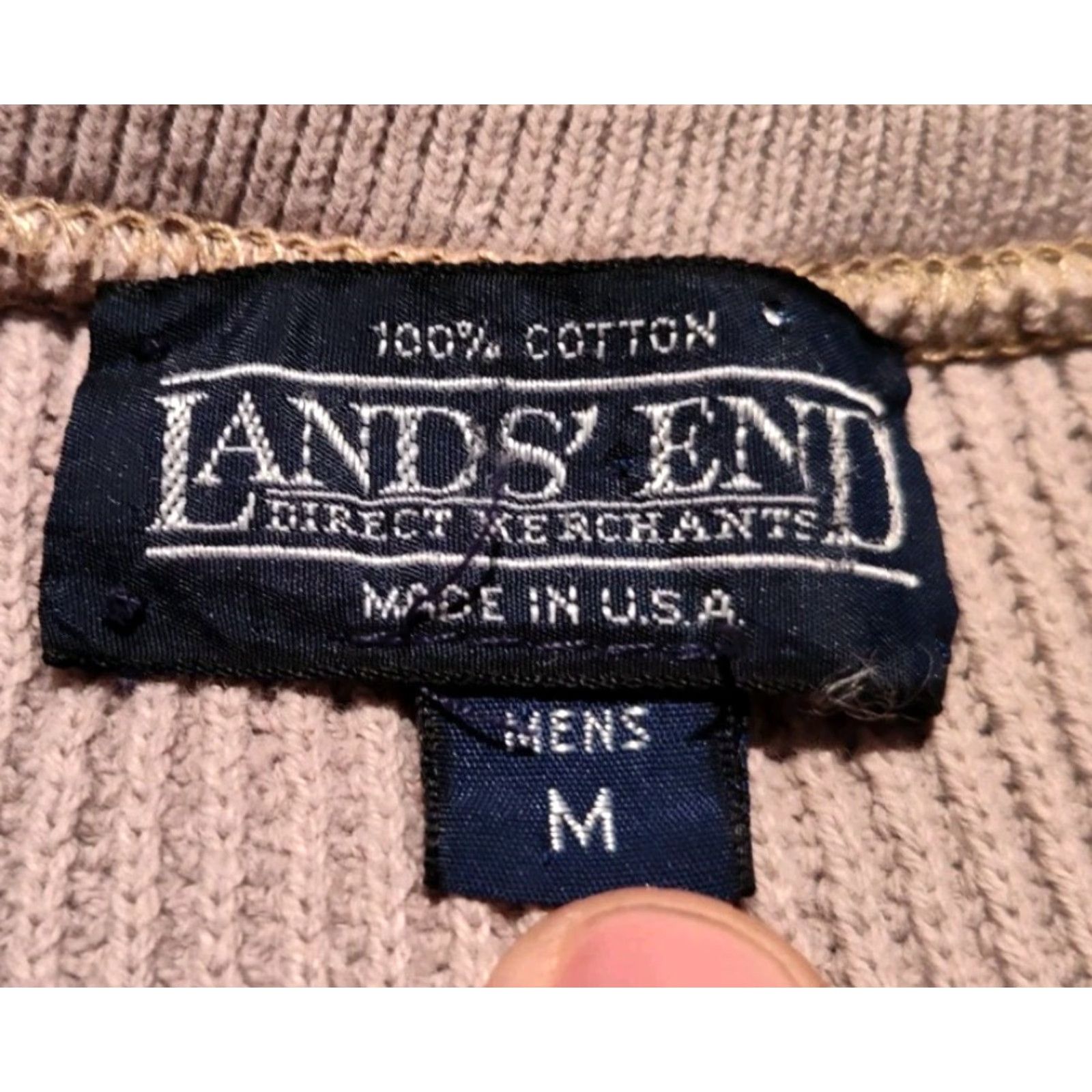 Lands' End VINTAGE Lands' End Henley Sweater Mens Medium Beige 80s Outdoor USA Made Size US M / EU 48-50 / 2 - 7 Thumbnail