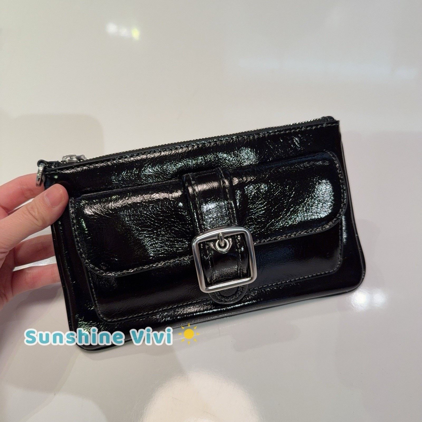 Coach NWT Coach Ashton Wristlet Shiny leather CDY04 Silver/Black Size ONE SIZE - 1 Thumbnail