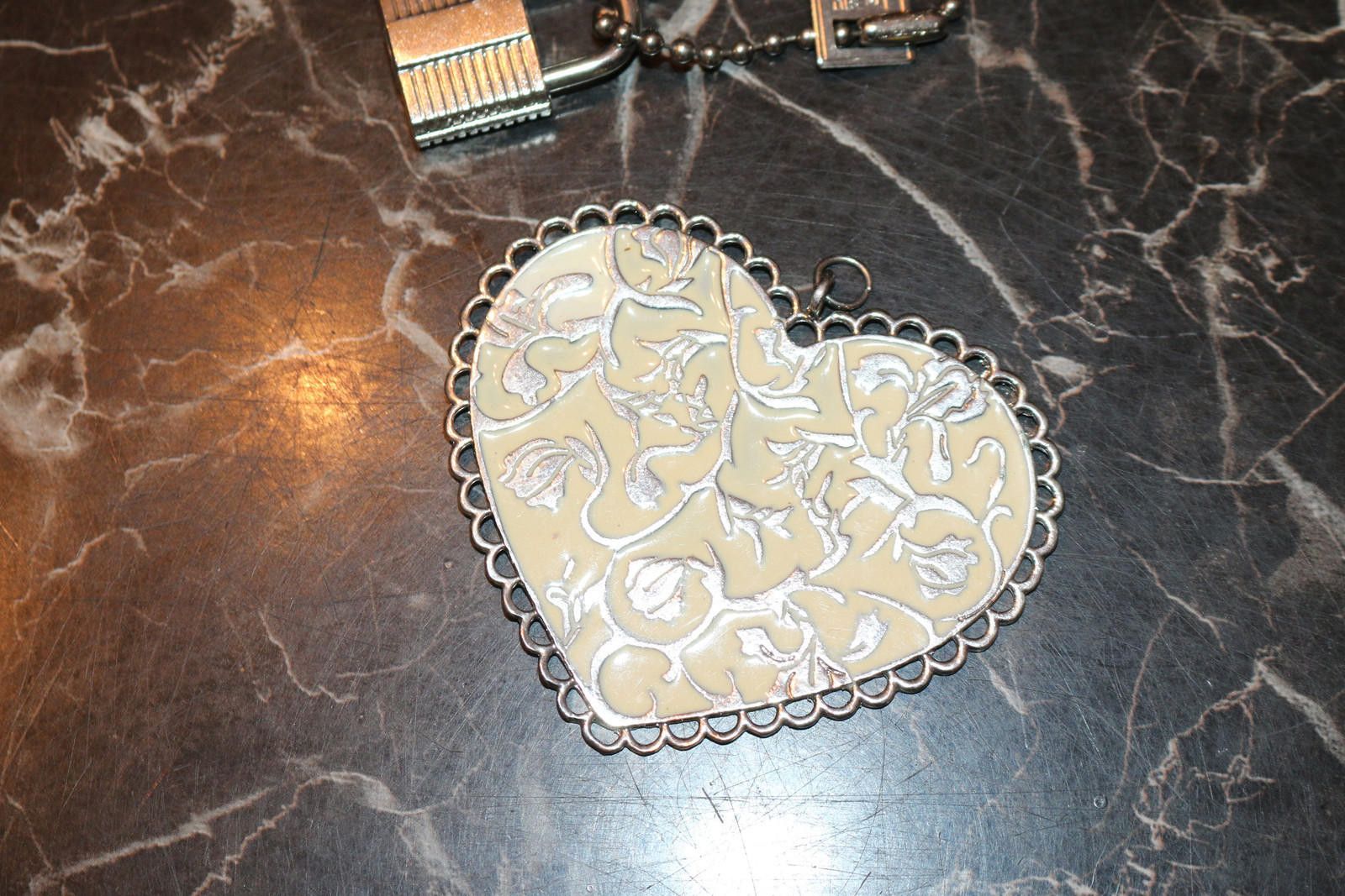 Other Vintage Large Heart for Necklace Ornate Silvertone padlock Size ONE SIZE - 2 Thumbnail