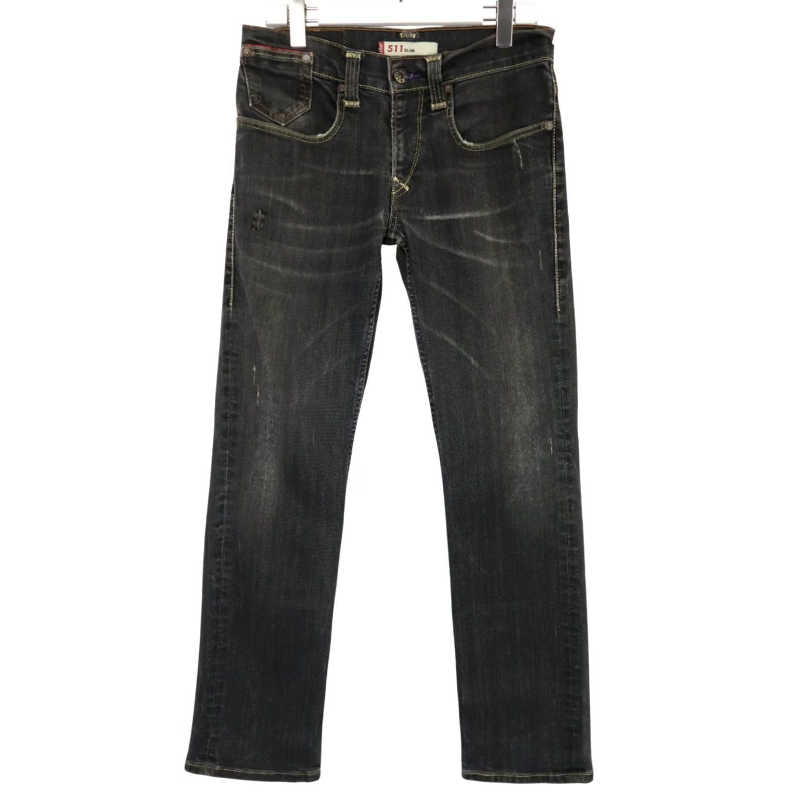 Levi's LEVI'S 511 Jeans Slim Men's W32/L32 Whiskers Fade Distressed Stretch Denim 5-Pocket Solid Gray Vintage? No Size US 32 / EU 48 - 2 Thumbnail