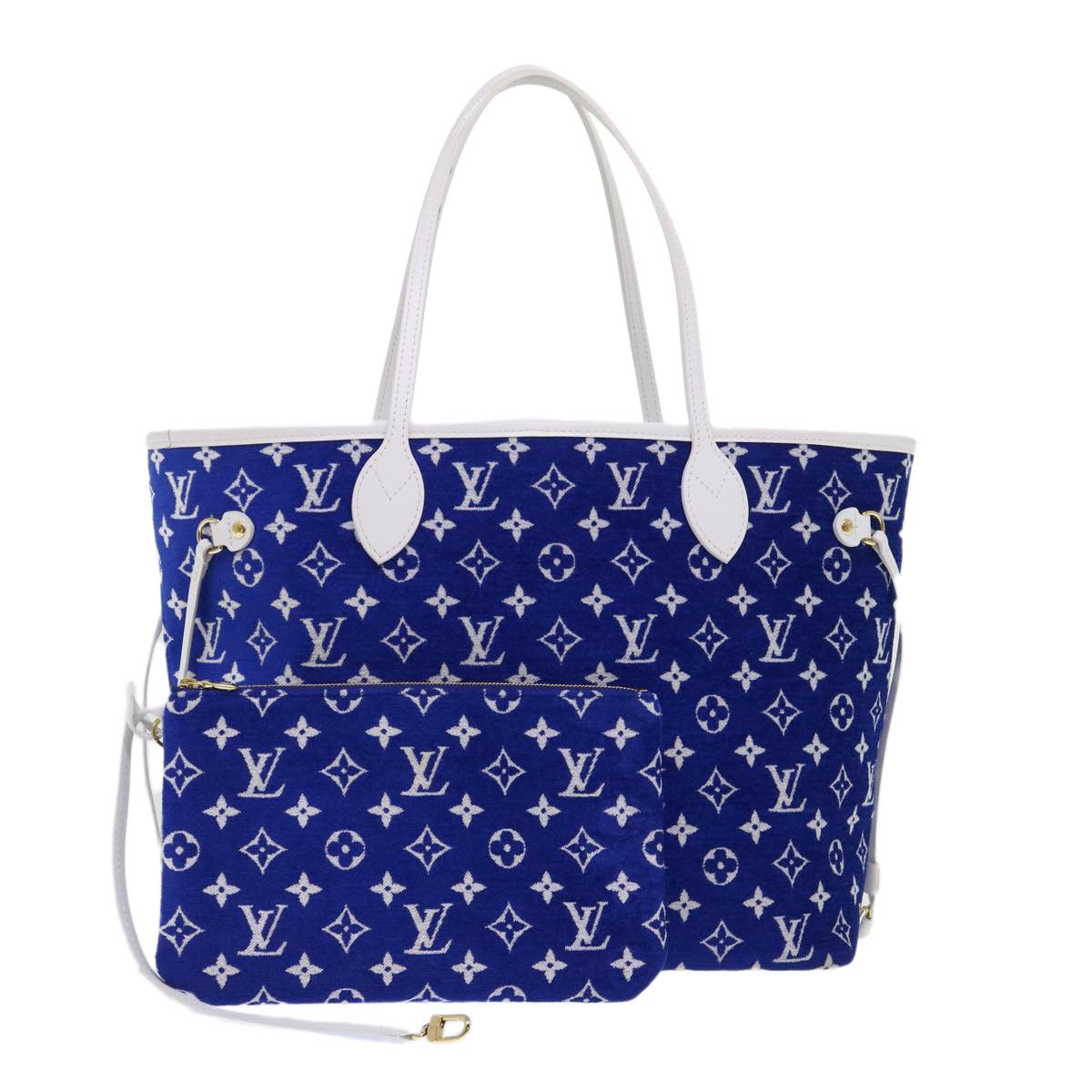 Louis Vuitton Monogram Jaguar Neverfull Mm Tote Bag Velvet M46220 Lv Auth 46153S in Blue, Women's