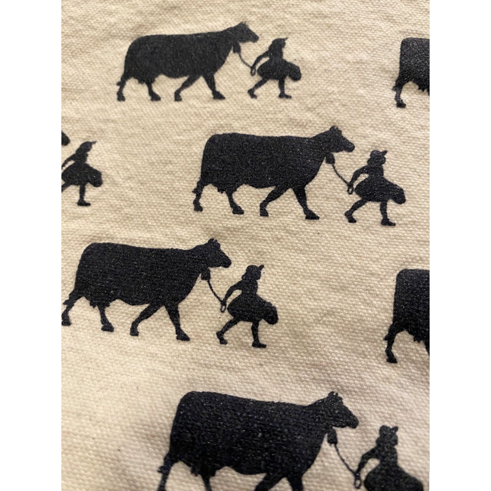 Bell VINTAGE Cotton Tote Bag Purse Ivory Navy Print Bell Ice Cream Blue 1980s Tote & Shopper Womens Men?? Size ONE SIZE - 4 Thumbnail