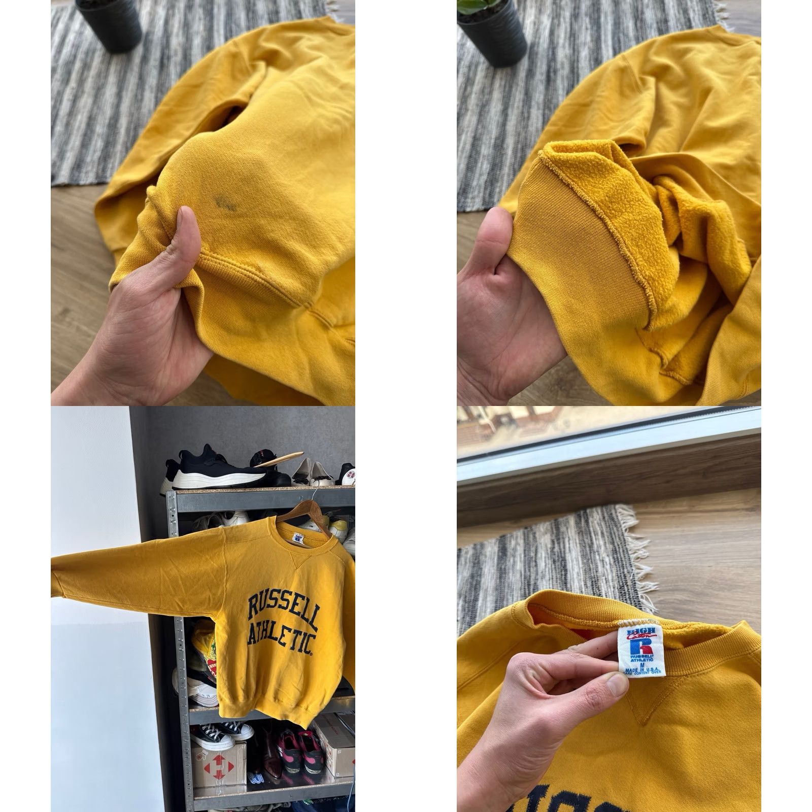 Russell Athletic VINTAGE Russell Athletic Sweatshirt Men M Yellow Logo 90s Retro USA Big Logo Pullover Size US M / EU 48-50 / 2 - 8 Thumbnail