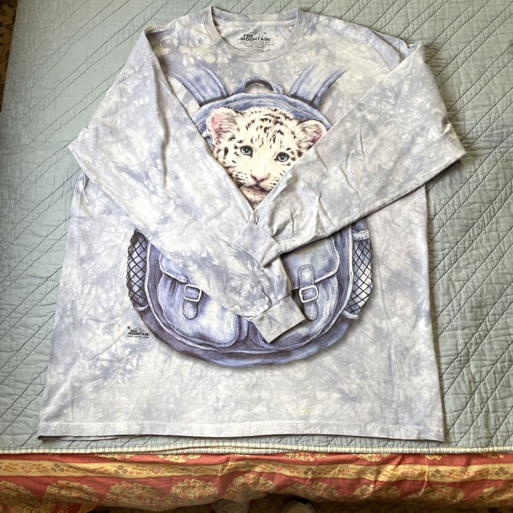 The Mountain VINTAGE The Mountain Tee XL Blue White Tiger Cat Long Sleeve Crew Neck Knit Cotton T-Shirt Mens Size US XL / EU 56 / 4 - 3 Thumbnail