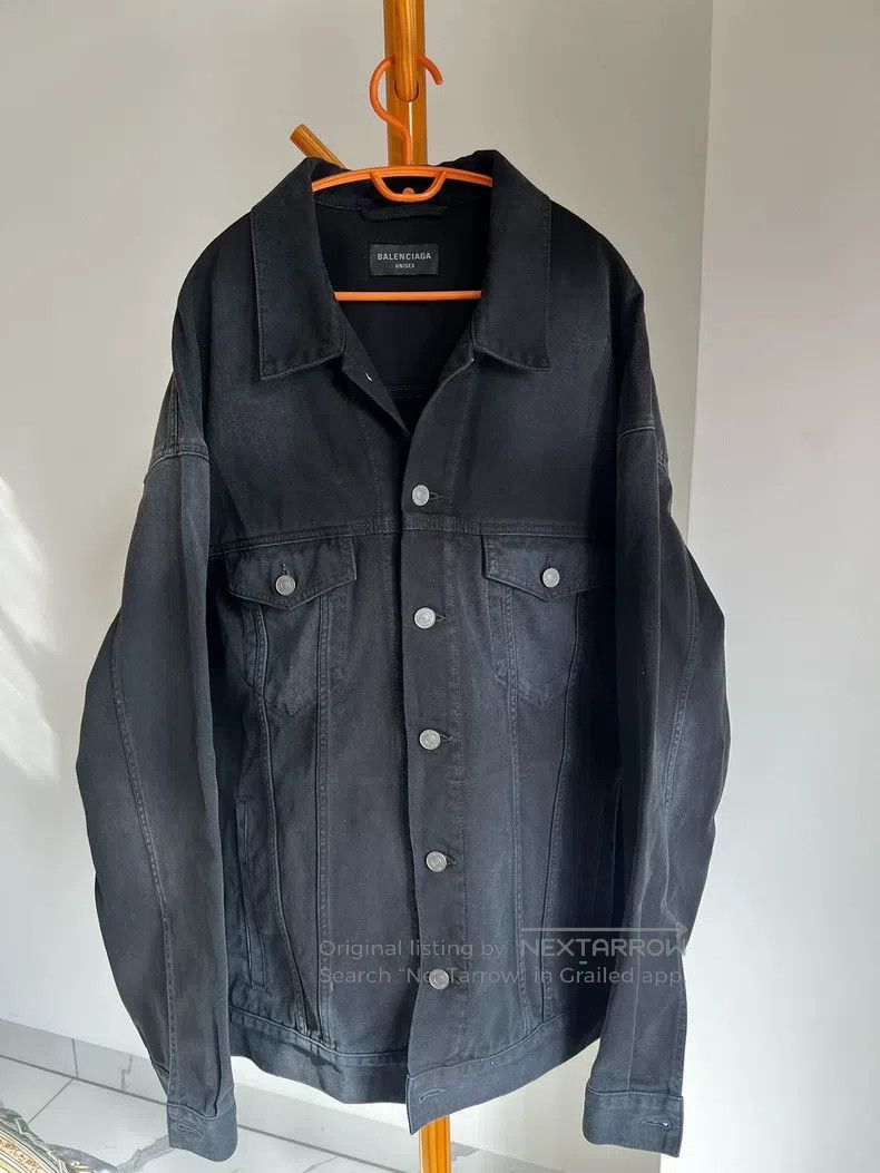 Balenciaga Balenciaga Black Denim Bleach Washed Jacket Size US M / EU 48-50 / 2 - 1 Thumbnail