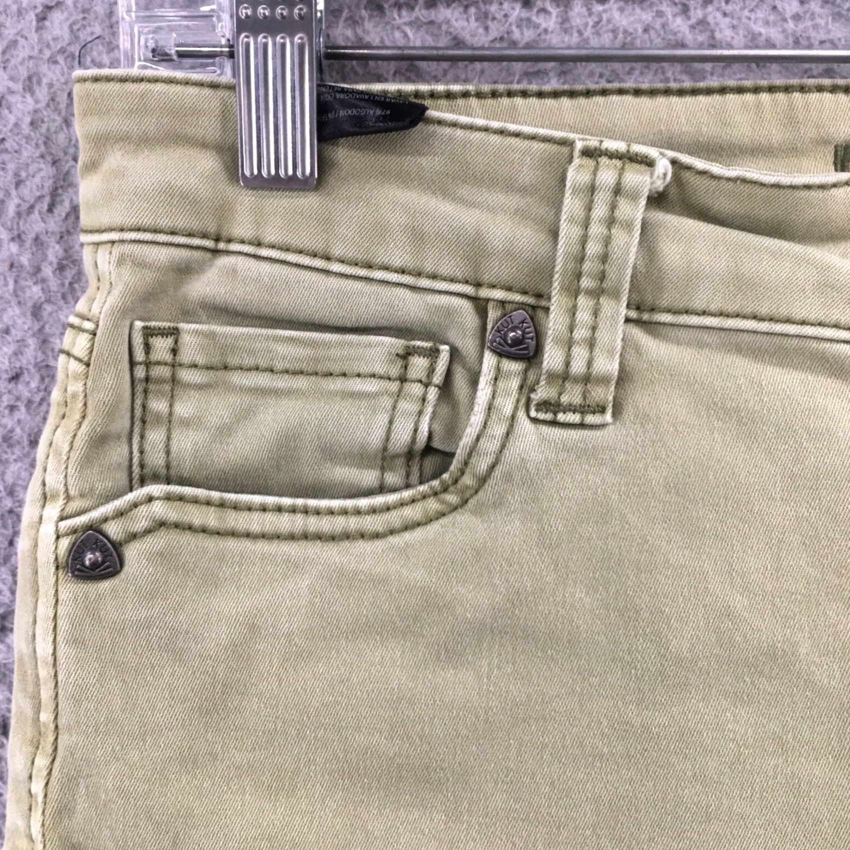Vintage KUT from the kloth Shorts Womens 2 Green Denim Bermuda Jean Mid Rise Zip Cut Off Size 26" / US 2 / IT 38 - 4 Thumbnail