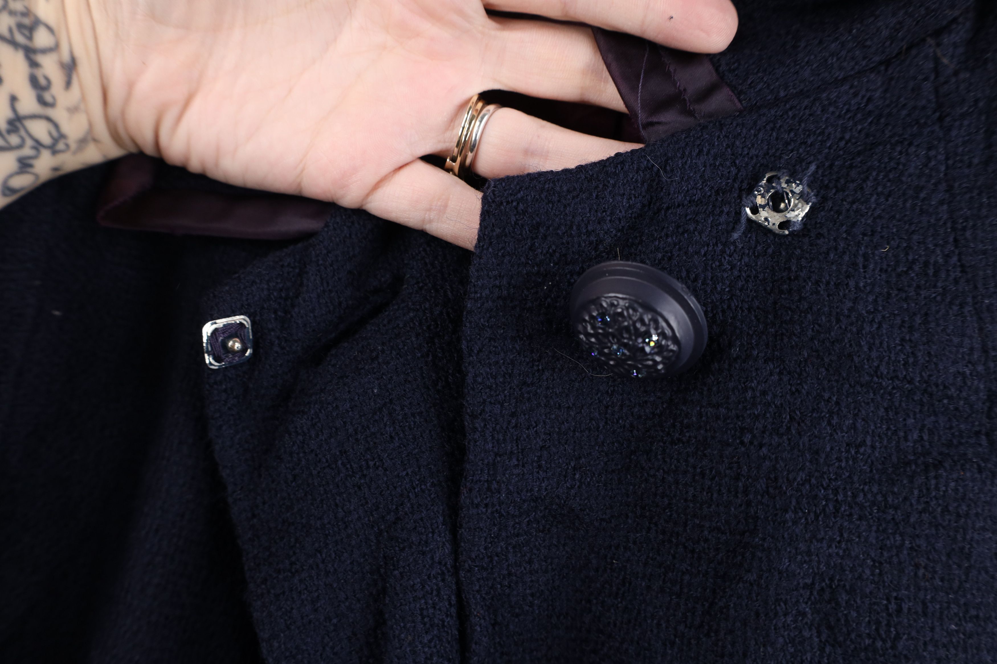 Vintage Vintage 40s 50s Rockabilly Tweed Satin Trim Coat Jacket USA Size L / US 10 / IT 46 - 9 Thumbnail