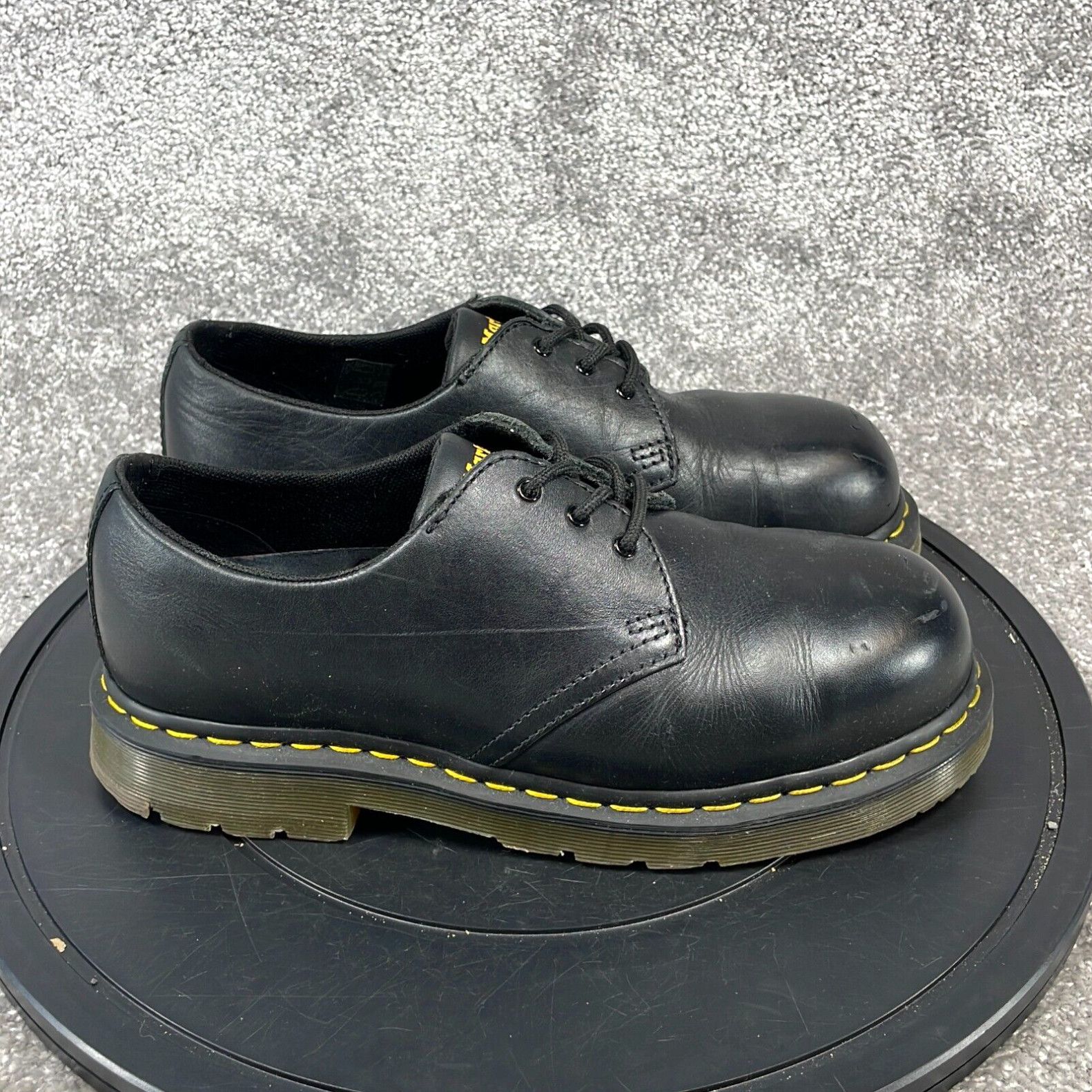 image of Dr Martens Dr. Martens Shoes Men's Size 9 1461 Slip Resistant Steel Toe Work Black Leather in White