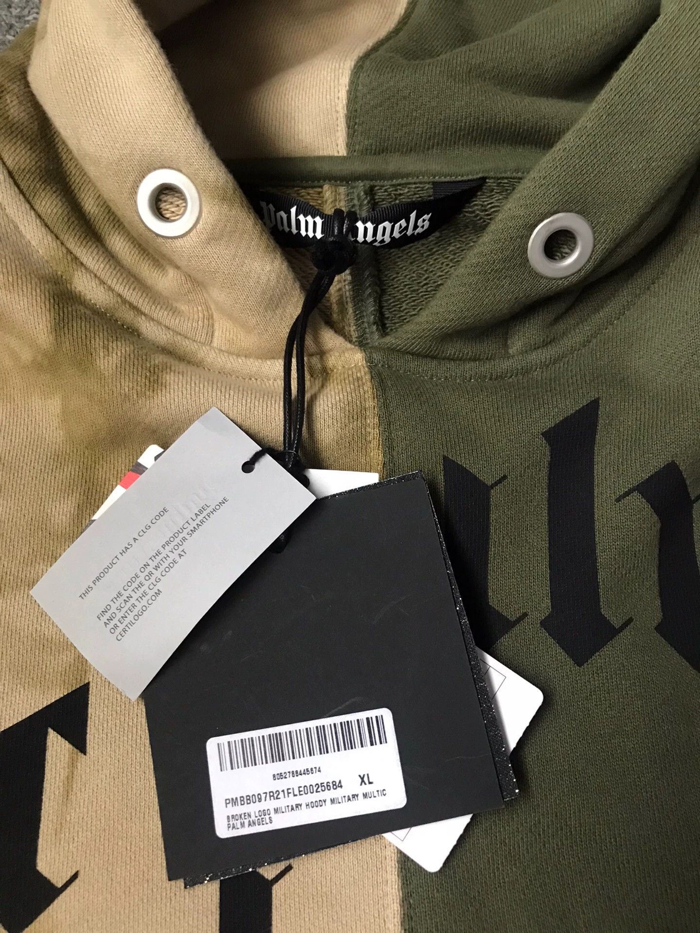 Palm Angels PA Brown Green Colorblocked Cotton Heavy Hoodie XL Size US XL / EU 56 / 4 - 5 Thumbnail