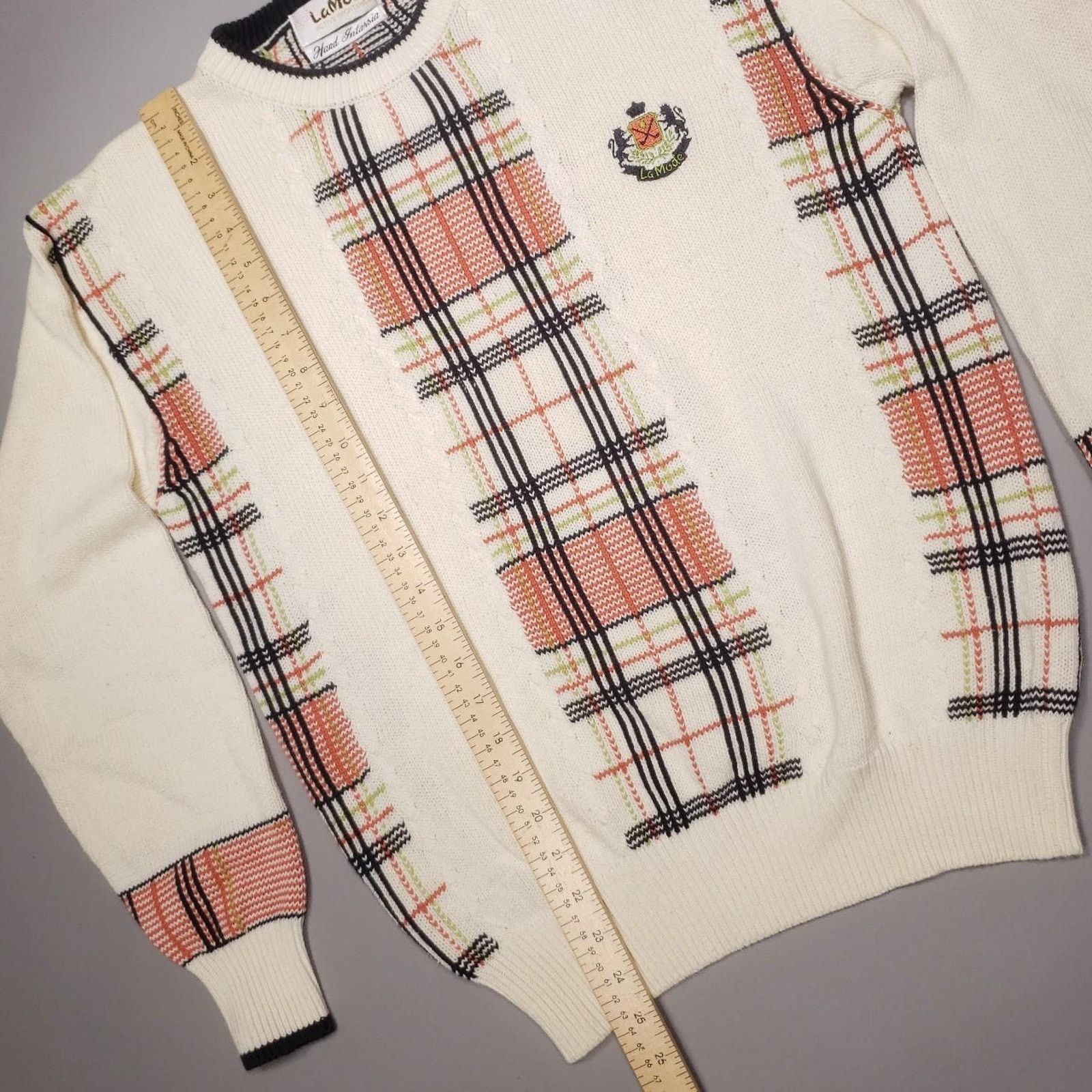 Vintage Vintage 90S LaMode HAND INTARSIA Woven Plaid Sweater M Size M / US 6-8 / IT 42-44 - 7 Thumbnail