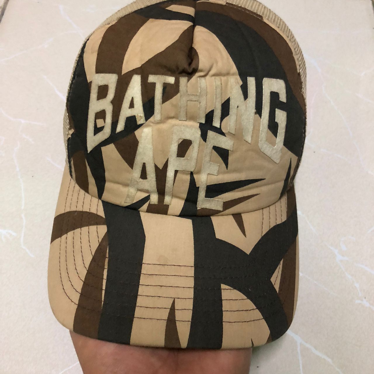 2005 Bape Camo Bathing Ape Spell-Out Trucker Hat