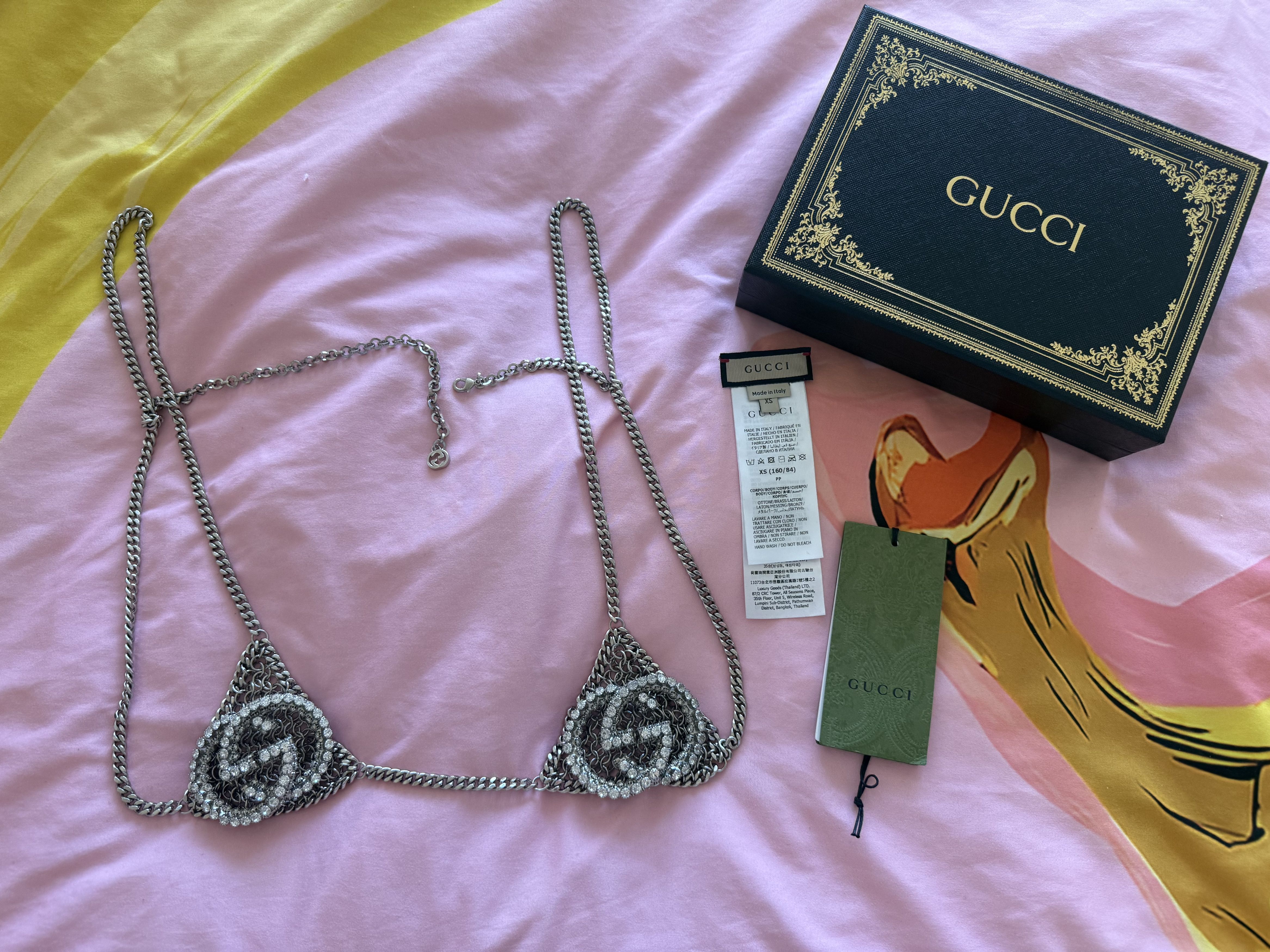 Gucci RARE Gucci Interlocking GG Embellished Chain Bra XS Size XS / US 0-2 / IT 36-38 - 1 Thumbnail