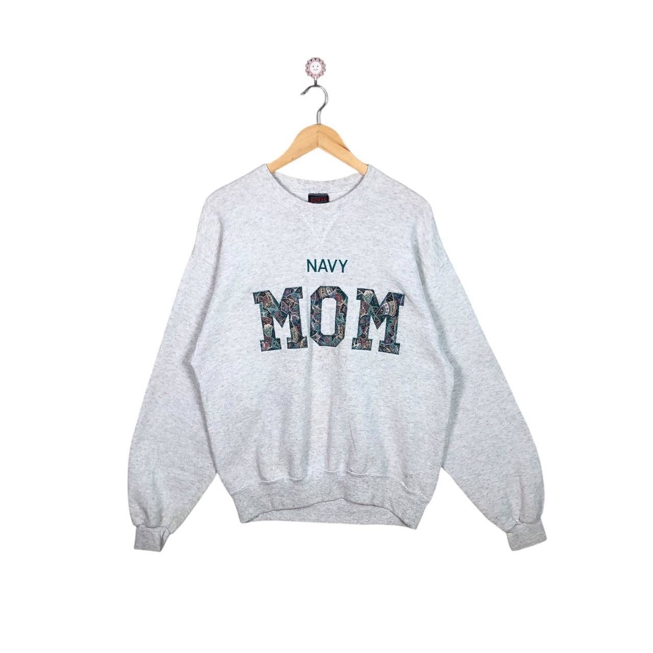 Vintage Vintage 90s Navy Mom Spell Out Sweatshirt Jumper Size US M / EU 48-50 / 2 - 1 Thumbnail