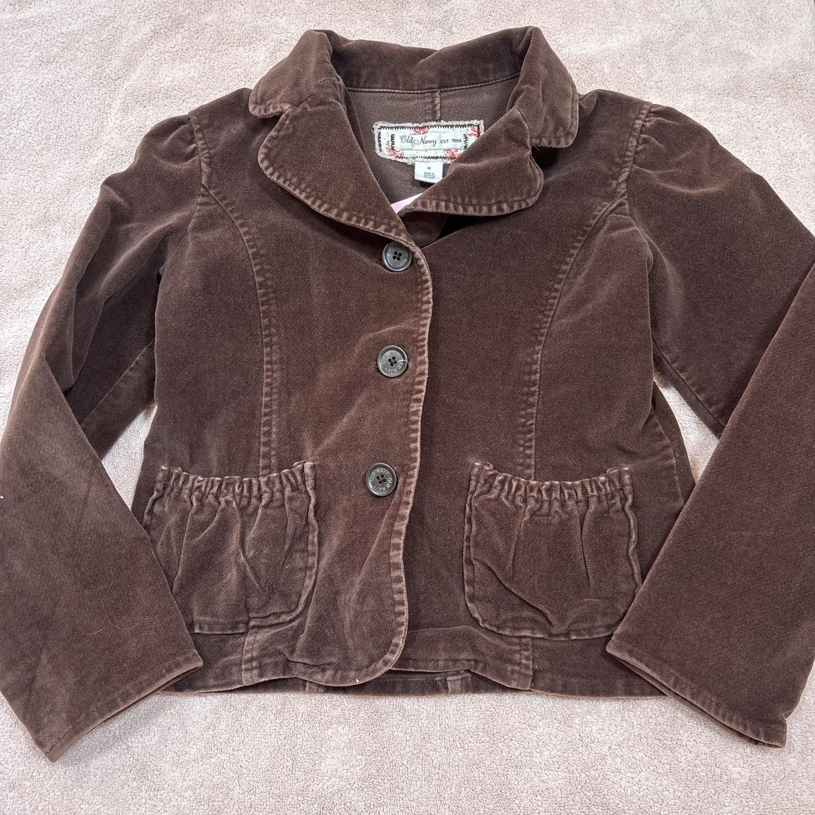 Old Navy y2k brown velvet cropped jacket Size M / US 6-8 / IT 42-44 - 1 Thumbnail