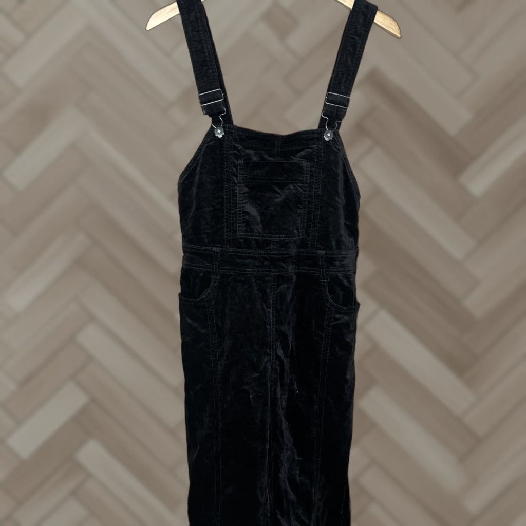 Anthropologie VINTAGE Anthropologie Pilcro and the Letterpress Black Velvet Flared Overalls Womens Size 27 Size 27" / US 4 / IT 40 - 1 Thumbnail