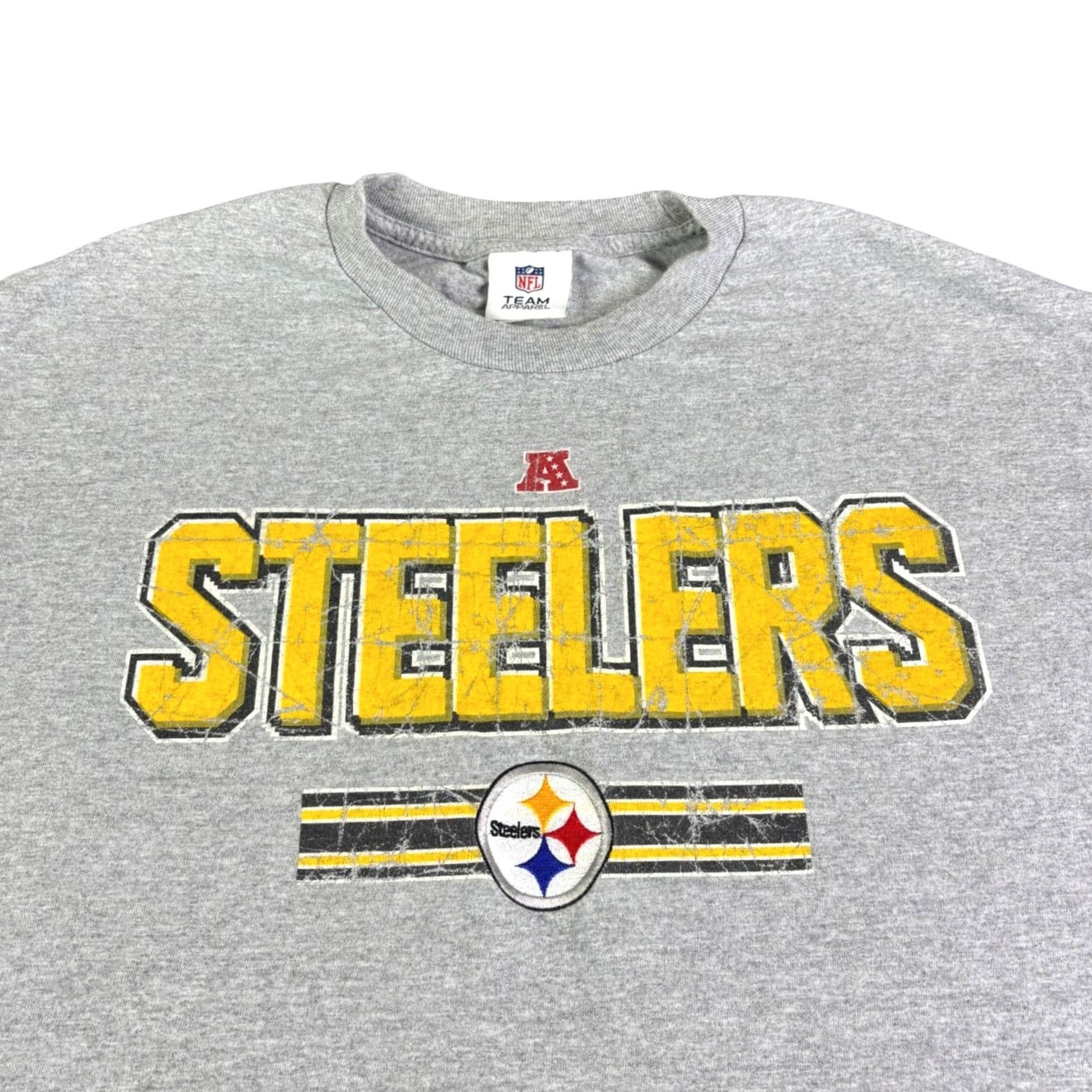 NFL NFL Team Apparel Pittsburgh Steelers T-Shirt Mens Large Gray Distressed Logo Size US L / EU 52-54 / 3 - 2 Thumbnail