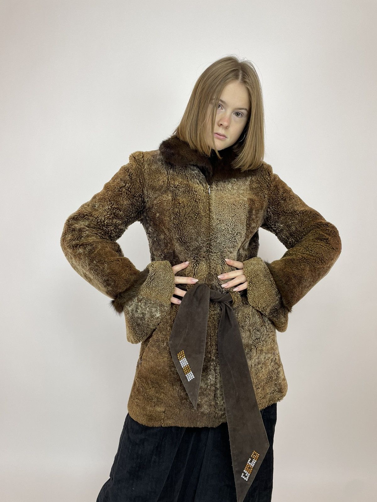 Other Women's belted Fur coat DONETI old money avant garde size S Size S / US 4 / IT 40 - 2 Thumbnail
