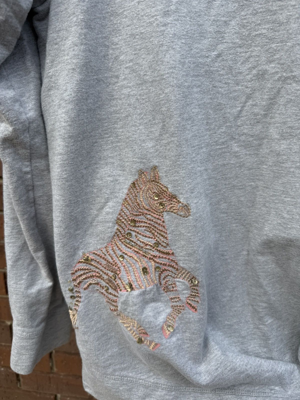 Other Crown & Ivy Zebra Embroidered Long Sleeve Top Gray Embellish Size M / US 6-8 / IT 42-44 - 4 Thumbnail