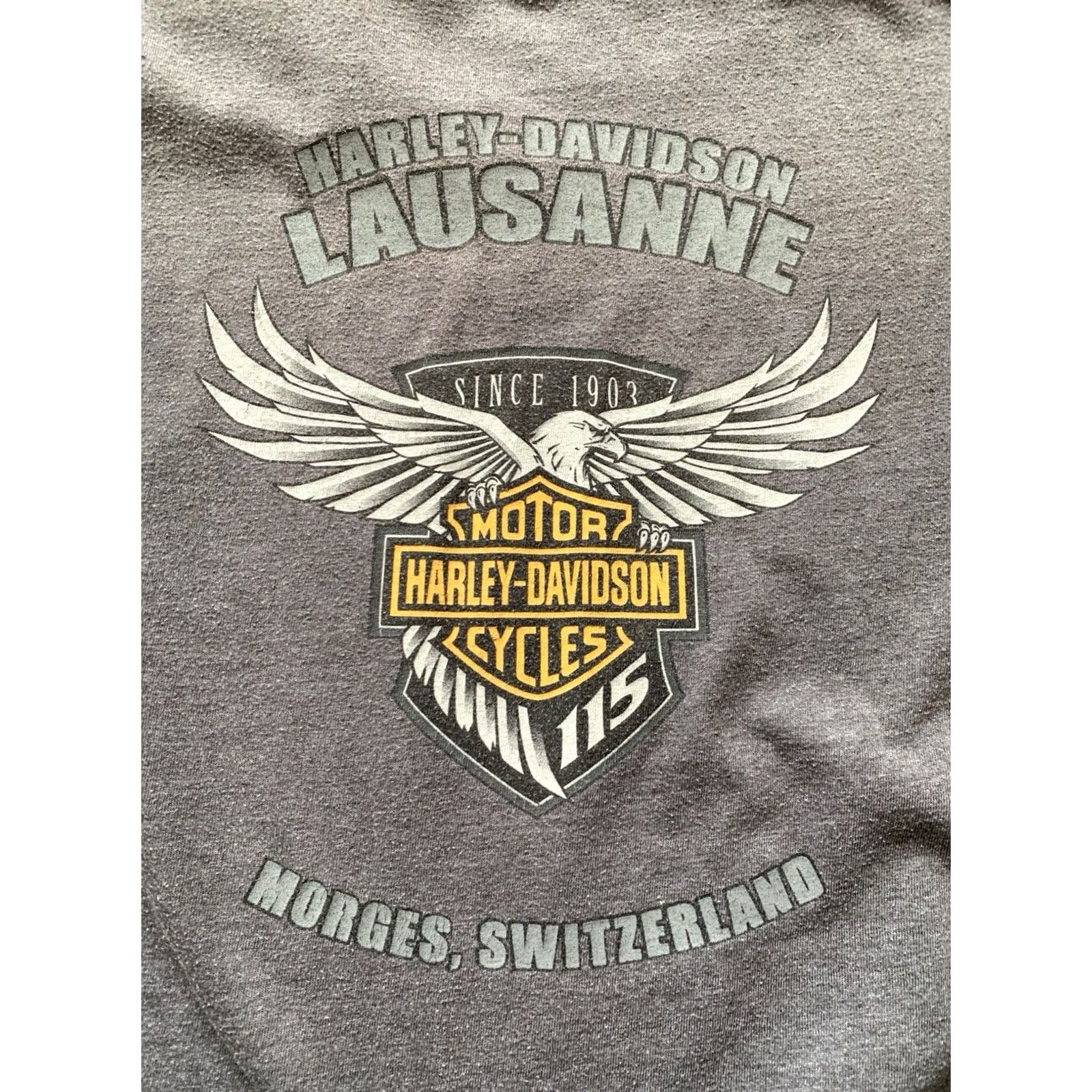 Harley Davidson Harley-Davidson T-Shirt Men XL Gray Crew Neck Graphic Print 115 Years Lausanne Morges Switzerland Shirt Men XL Gray Harley-Davidson Tee Size US XL / EU 56 / 4 - 4 Thumbnail