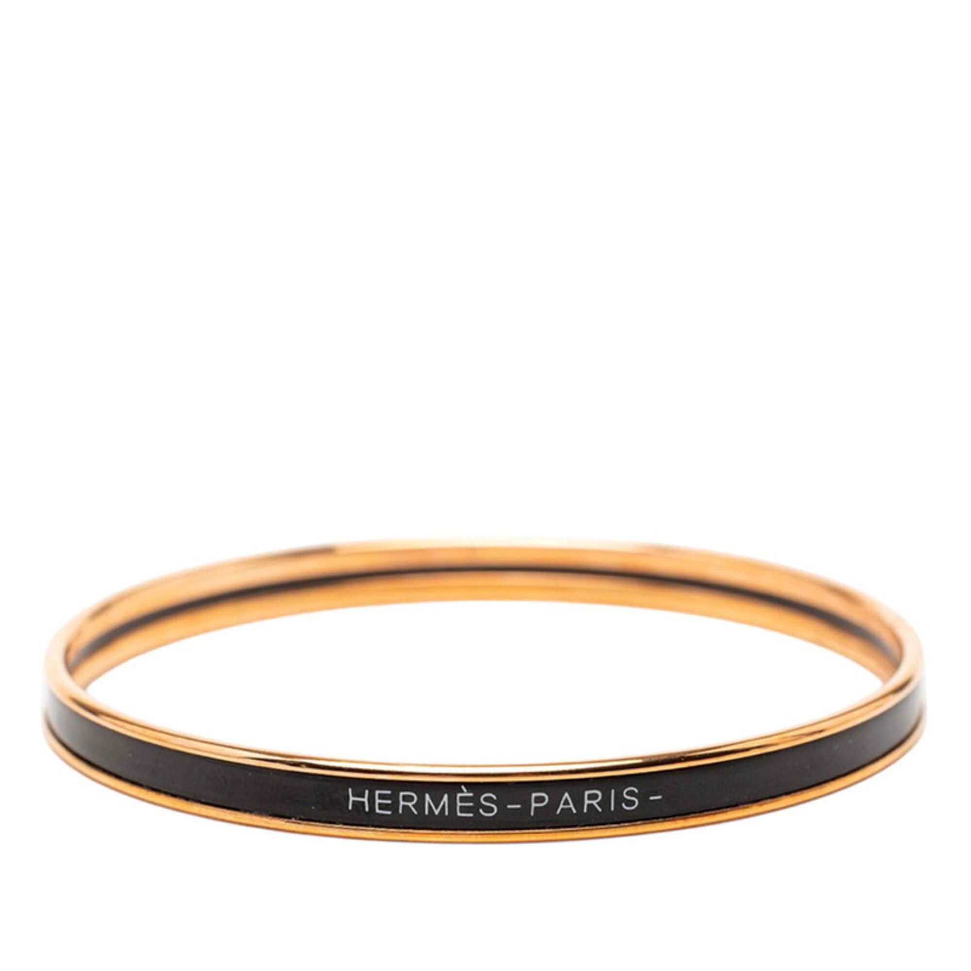 Hermes Hermes Email TPM Bangle, Gold and Black Plated, Enamel, Women's. Size ONE SIZE - 1 Thumbnail