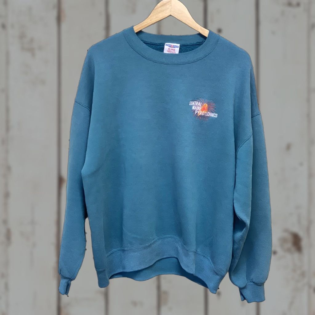 Jerzees VINTAGE Jerzees Sweatshirt Central Maine Pyrotecnics Green Embroidered XL Mens Crew Neck Long Sleeve Pullover Green Men Size US XL / EU 56 / 4 - 1 Thumbnail