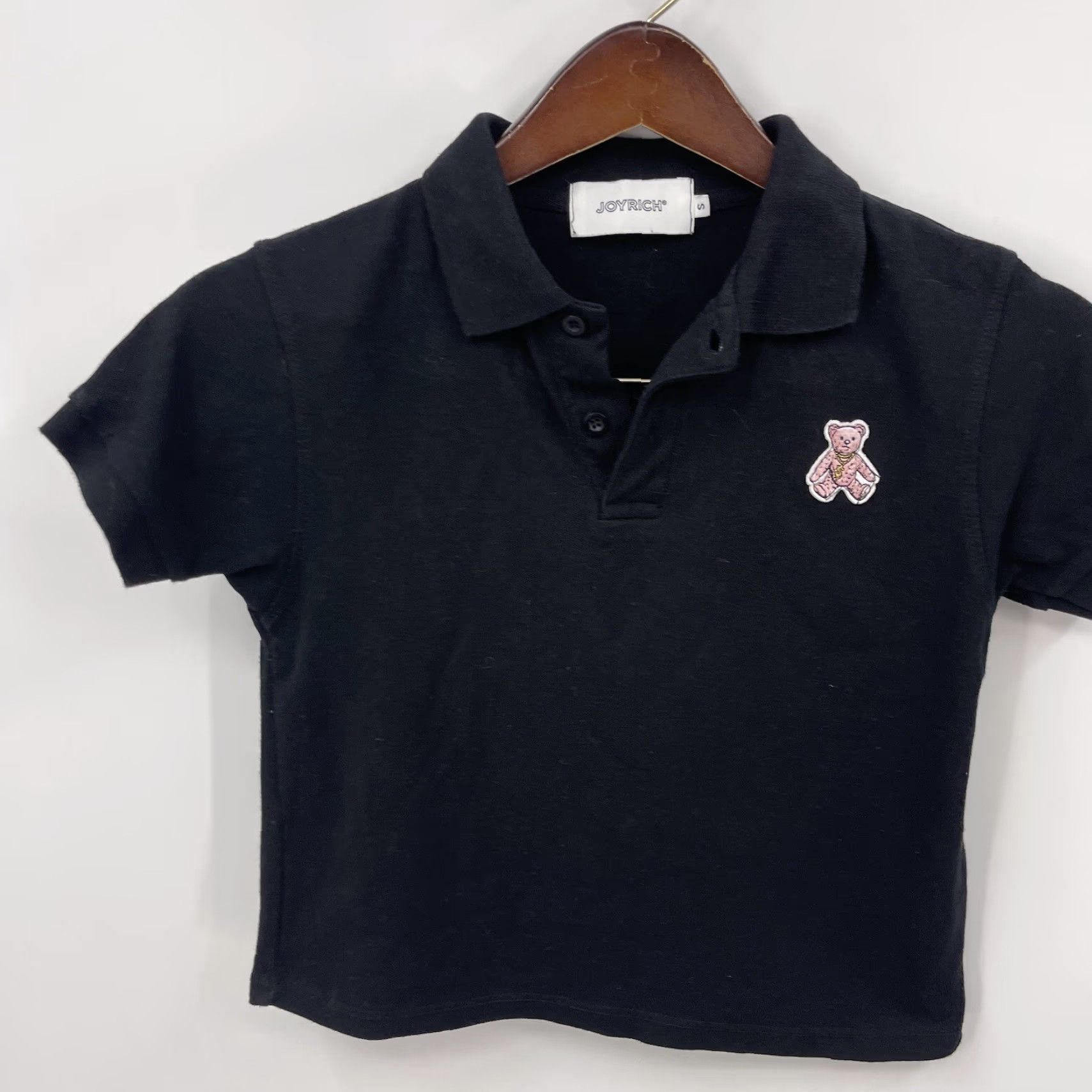 Joyrich Joyrich T-Shirt Womens Small Black Cropped Collared Teddy Bear Preppy Vintage N/A Size S / US 4 / IT 40 - 2 Thumbnail