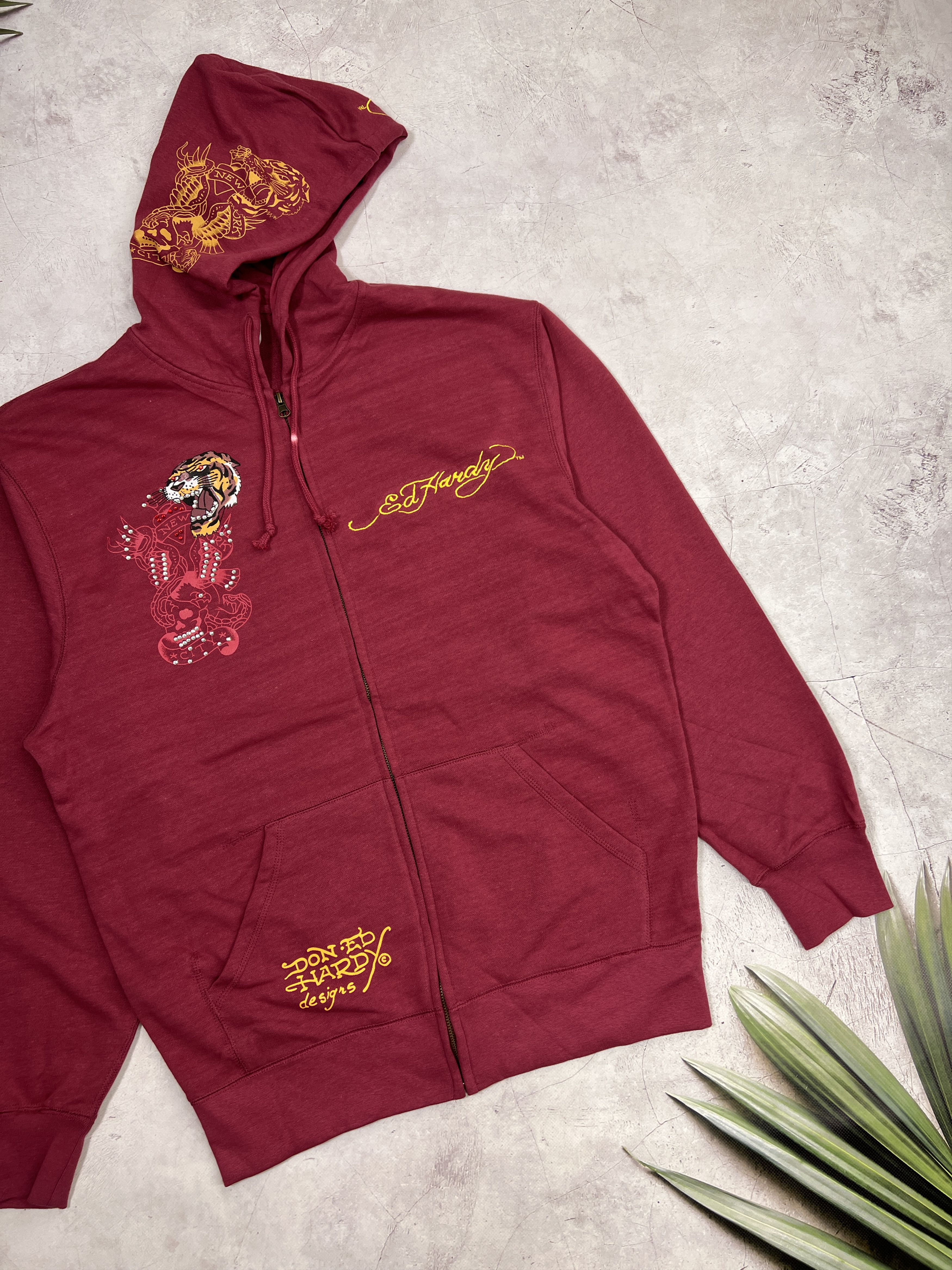 Ed Hardy Y2K Ed Hardy Zip Up Hoodie Christian Audigier Tiger & Skull Size US XL / EU 56 / 4 - 4 Thumbnail