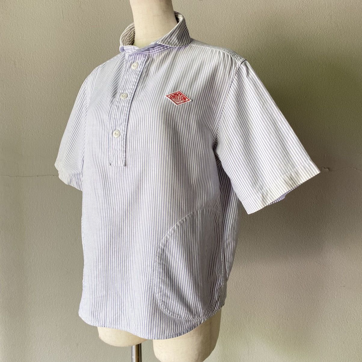Danton DANTON Light Blue & White Striped Sailor Collar Shirt Size XS / US 0-2 / IT 36-38 - 1 Thumbnail
