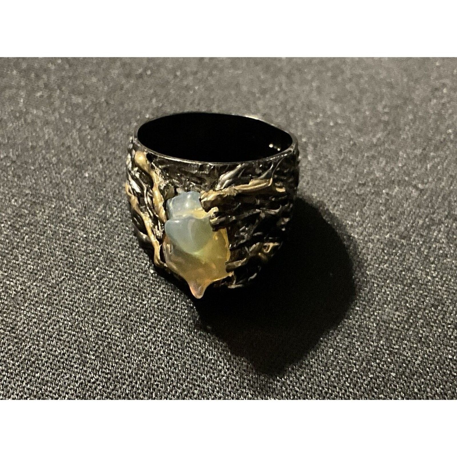 Other 925 Rhodium & Gold, Black Plated Gothic Opal Stone Size 7.5 Size ONE SIZE - 2 Thumbnail