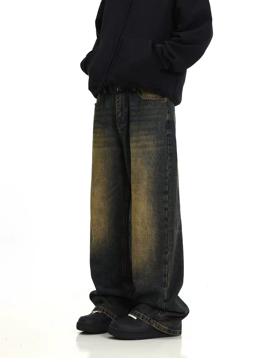 Japanese Brand × Jean Retro distressed washed yellow mud-dyed straight-leg jeans Size US 32 / EU 48 - 1 Thumbnail