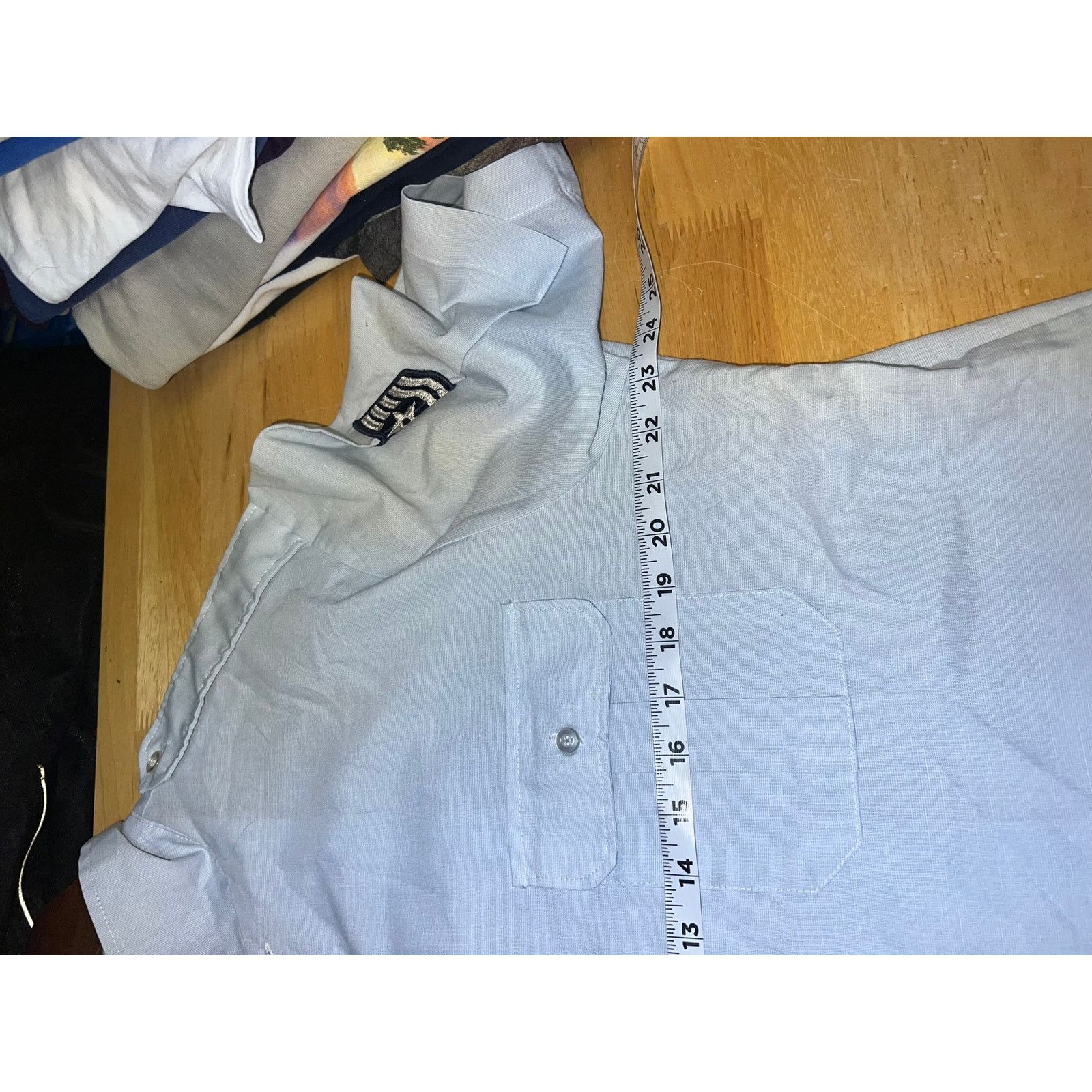 Vintage Vintage Air Force Shirt USAF 1580 Blue SS Epaulets 1983 Size US XL / EU 56 / 4 - 9 Thumbnail
