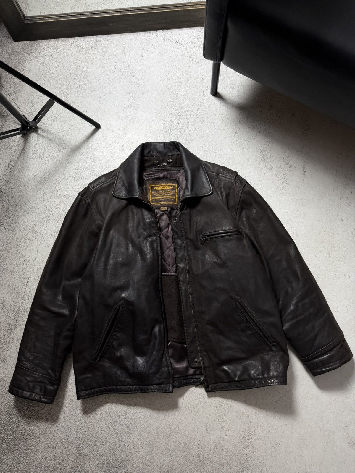 Genuine Leather Oakwood Vintage Real Leather USA Black Jacket Size US XL / EU 56 / 4 - 7 Thumbnail