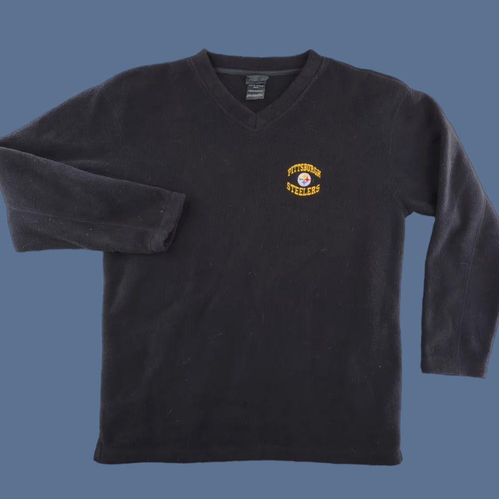Vintage VINTAGE The Edge Sweater Mens Medium Black Fleece Pittsburgh Steelers NFL V-Neck Size US M / EU 48-50 / 2 - 1 Thumbnail