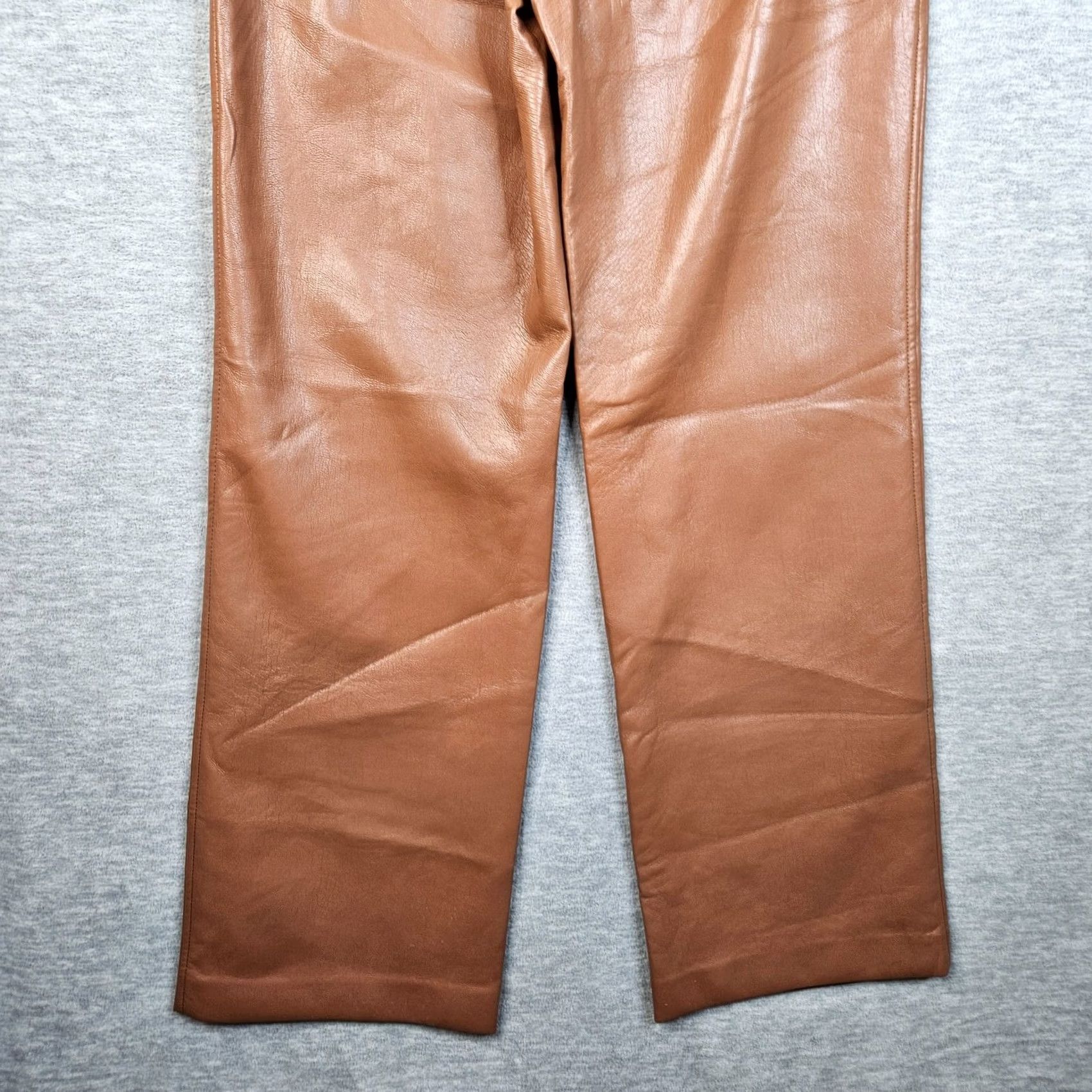 Vintage Babaton Faux Leather Wide-Leg Hook & Eye Mid-Rise Pants Brown Womens Sz 2 Pants Women Brown Wide-Leg 2 Hook & Eye Size 26" / US 2 / IT 38 - 4 Thumbnail