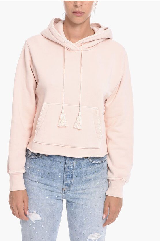 image of Amiri Og1Mm0524 Cropped Hoodie In Pink, Women's (Size Medium)