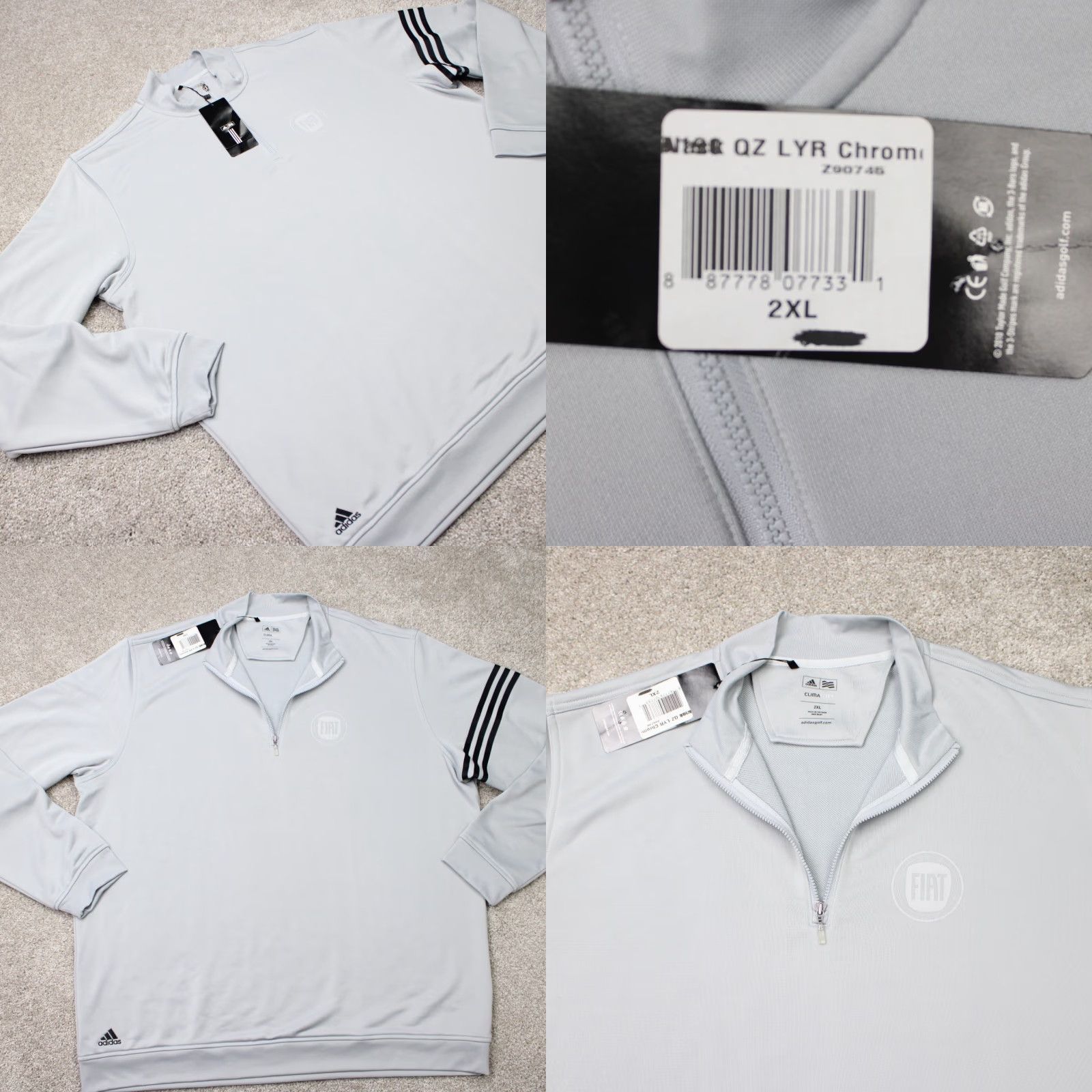 Adidas Adidas Sweatshirt Gray 2XL Mens ClimaLite 1/4 Zip Pullover FIAT Logo Sports Golf Gym & Training Size US XXL / EU 58 / 5 - 8 Thumbnail