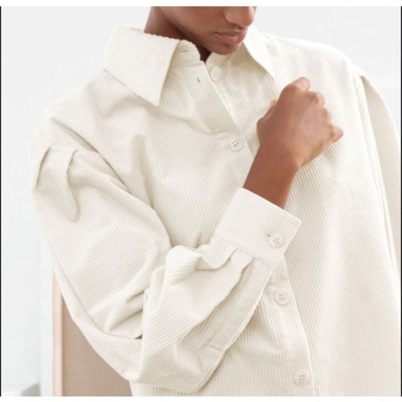 & Other Stories & Other Stories Cream Corduroy Pleated Shoulder Shacket,sz 2 Size XS / US 0-2 / IT 36-38 - 2 Thumbnail