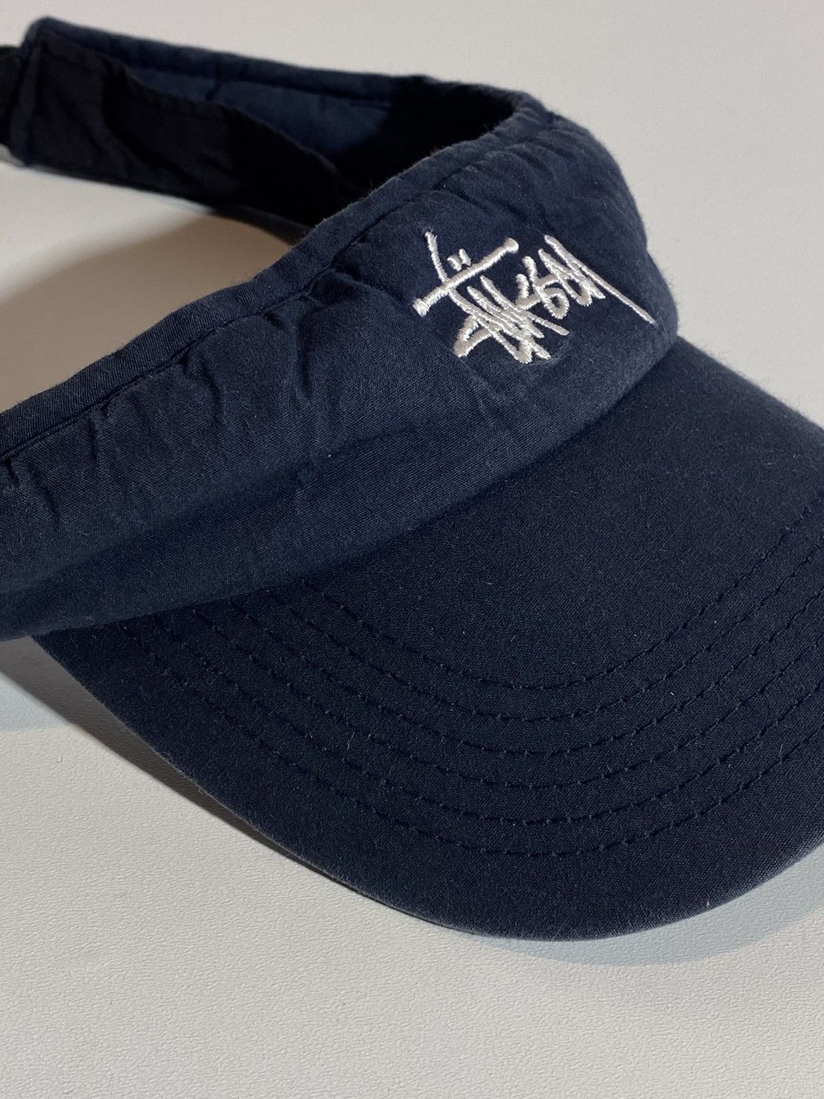 Stussy Vintage 90s Stussy Navy Embroidered logo visor cap Size ONE SIZE - 5 Thumbnail