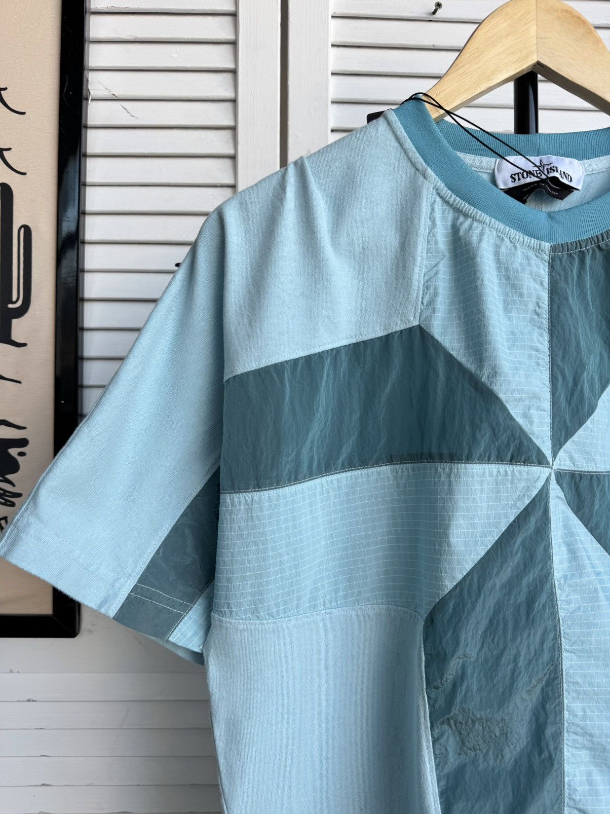 Stone Island Stone Island Nylon Metal Compass Big Logo Aqua Tee Shirt Size US S / EU 44-46 / 1 - 5 Thumbnail