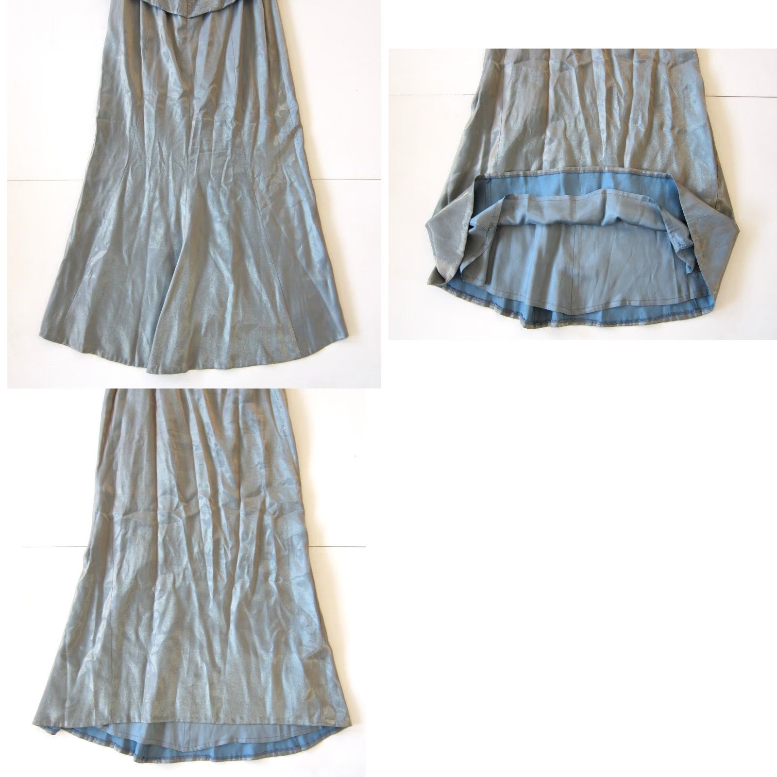 Alex Evenings VINTAGE Alex Evenings Blue Gold Satin Halter Top Long Maxi Formal Dress Women L Size L / US 10 / IT 46 - 8 Thumbnail