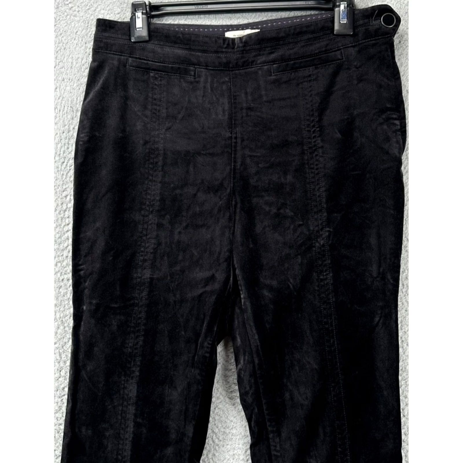 Anthropologie Anthropologie The Essential Slim Black Velour Cropped Pants Womens 6 Cropped Slim Leg Pockets Casual Innerwear Velour Stretchy Size 28" / US 6 / IT 42 - 2 Thumbnail