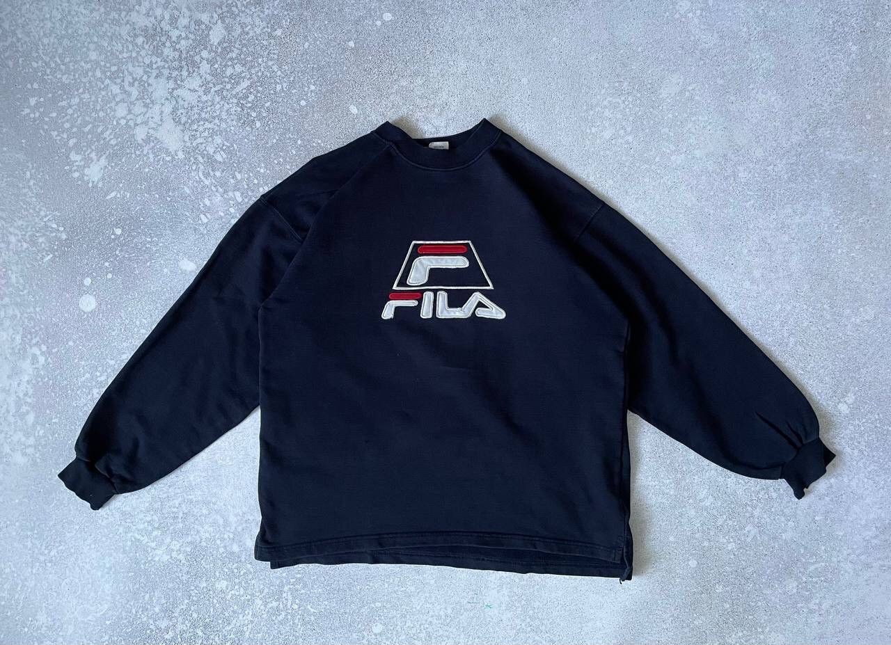 Fila × Vintage Vintage 90s Fila Crewneck Sweatshirt Big Central Logo Y2K Size US XL / EU 56 / 4 - 1 Thumbnail