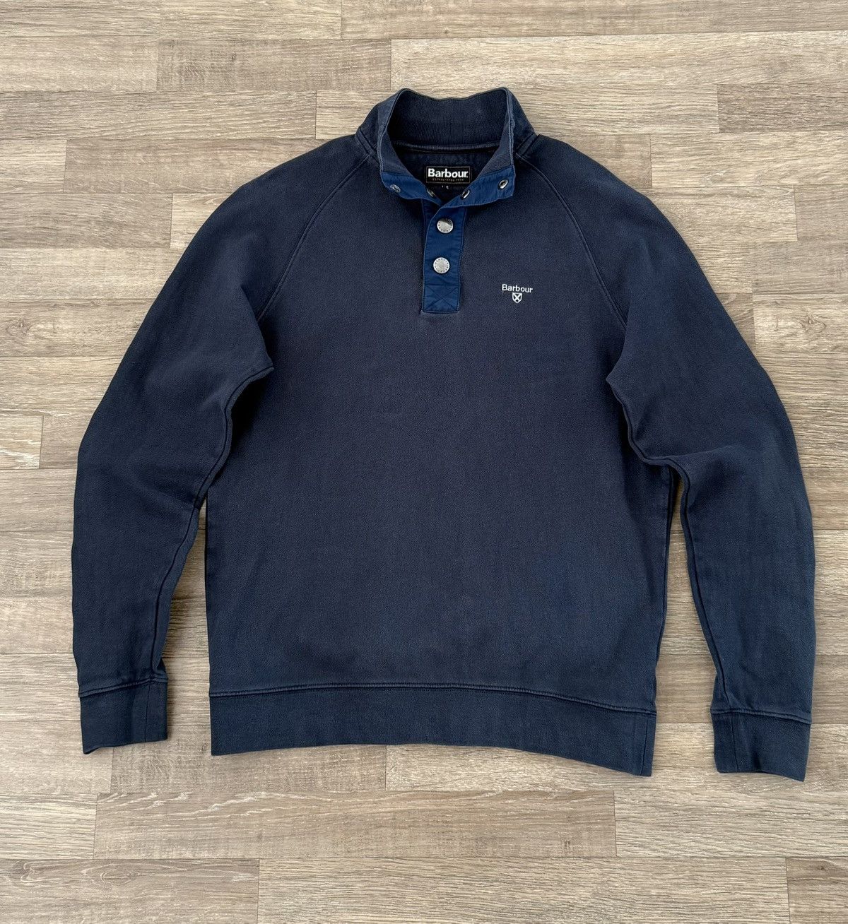 Barbour Vintage Barbour England Navy Pullover 1/4 Rare Sweatshirt Size US S / EU 44-46 / 1 - 2 Thumbnail