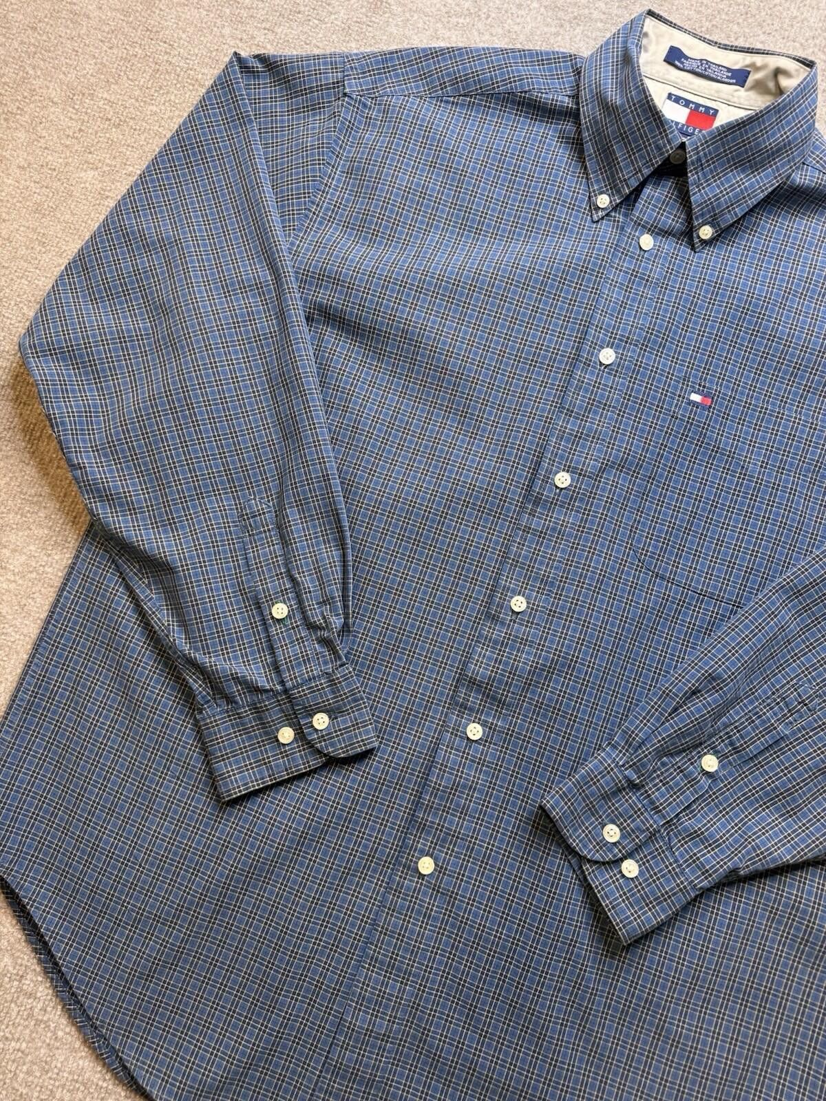Tommy Hilfiger Tommy Hilfiger Men's Med Blue Plaid LS Button Down [702] Size US M / EU 48-50 / 2 - 1 Thumbnail