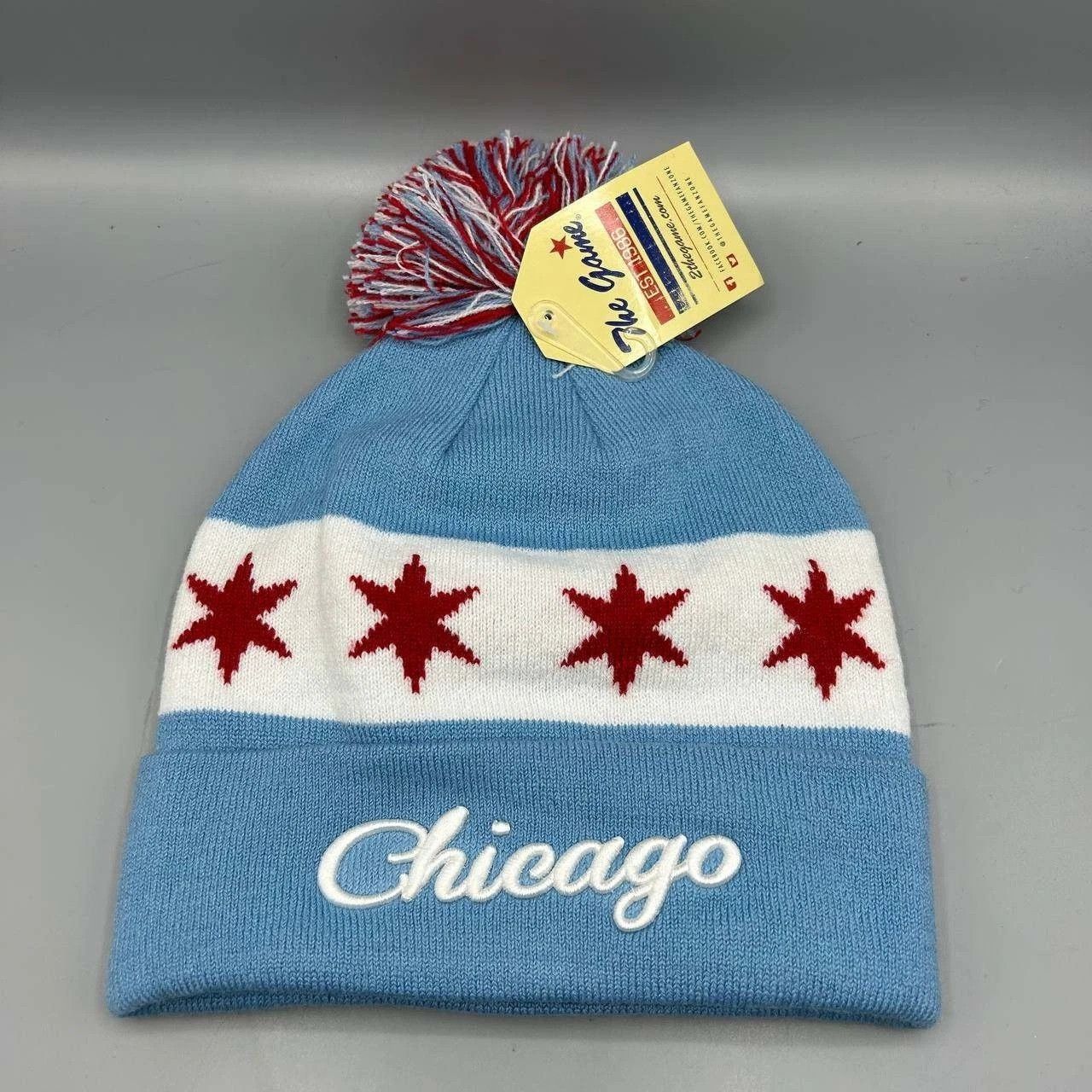 The Game Chicago Bulls Hat Men Blue Flag Cuffed Beanie Pom Pom Size ONE SIZE - 1 Thumbnail